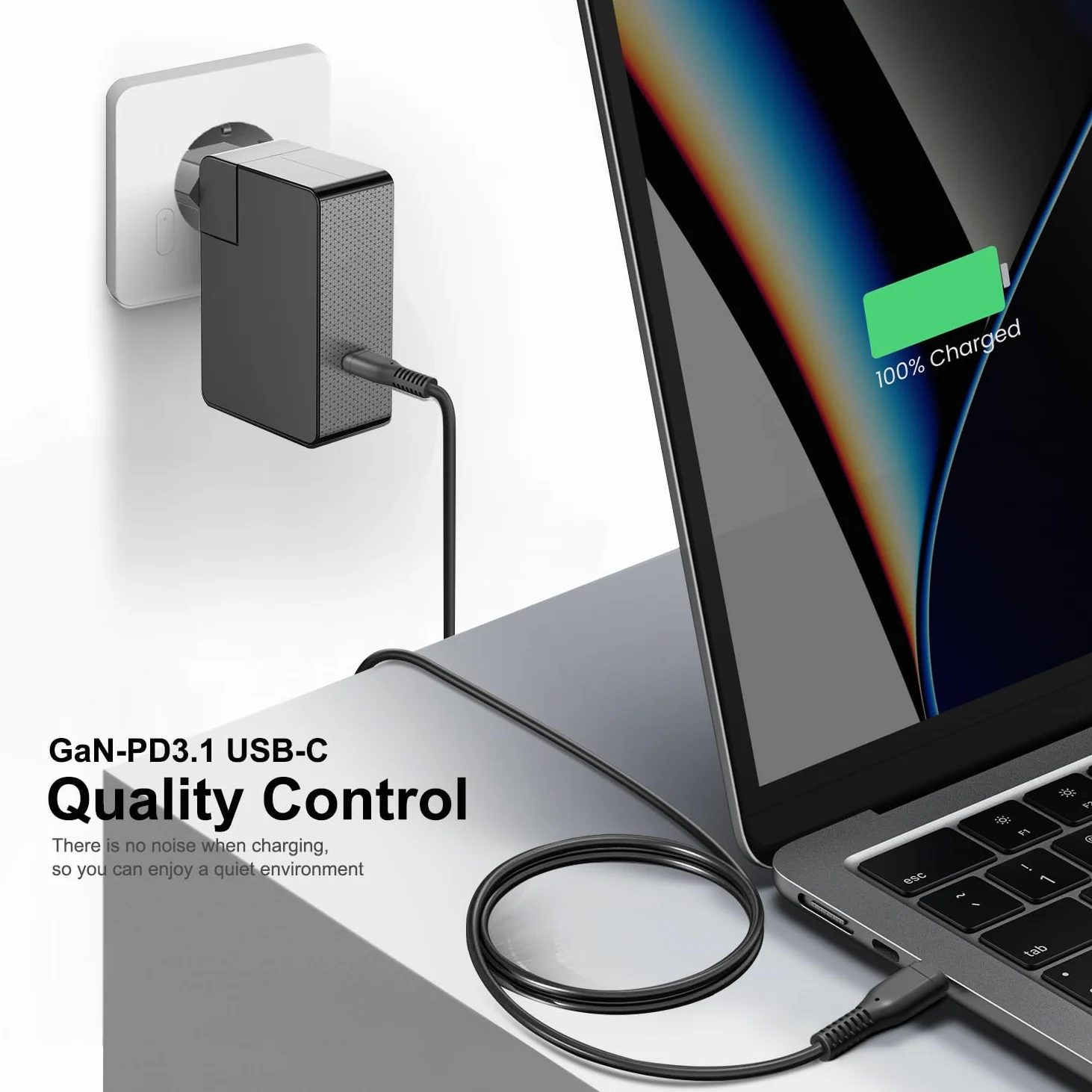 KFD Caricatore rapido USB C da 28 V, 5 A, 140 W, per MacBook Air MacBook Pro 16 15 14 13 pollici, 2025 M3 M4, HP B7NK0AA#ABB TPN-LA29 N22270-001 PA-1141-08HT ADP-140AB B Delta MSI ige 14 1 6