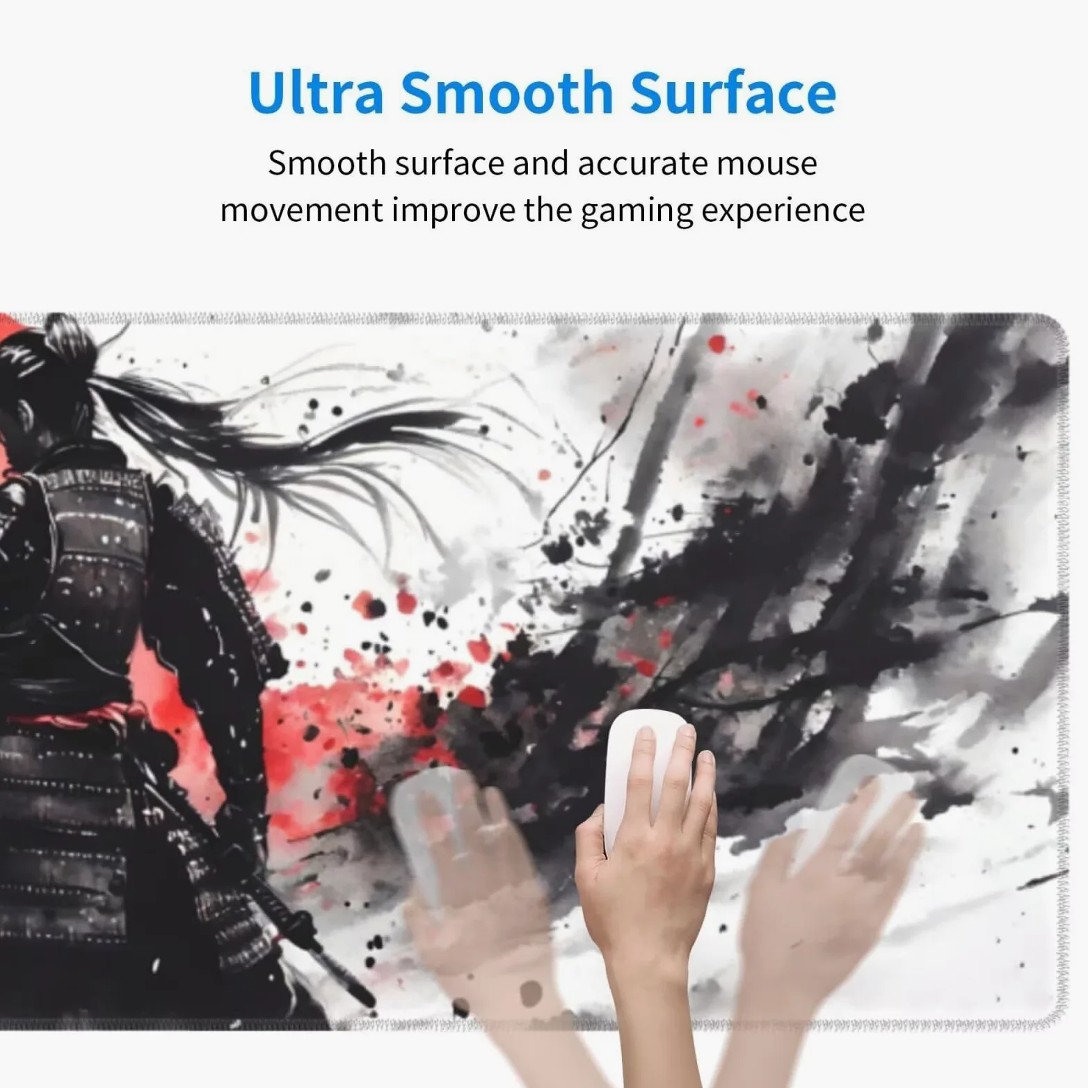 Tappetino Mouse, Tappetino Mouse Gaming Grande XXL 1500x800x3mm Tappetino Scrivania Mouse Pad, Base in Gomma Antiscivolo, Bordi Cuciti,Lavabile, Mousepad per Ufficio e Gaming (Samurai giapponesi) R568