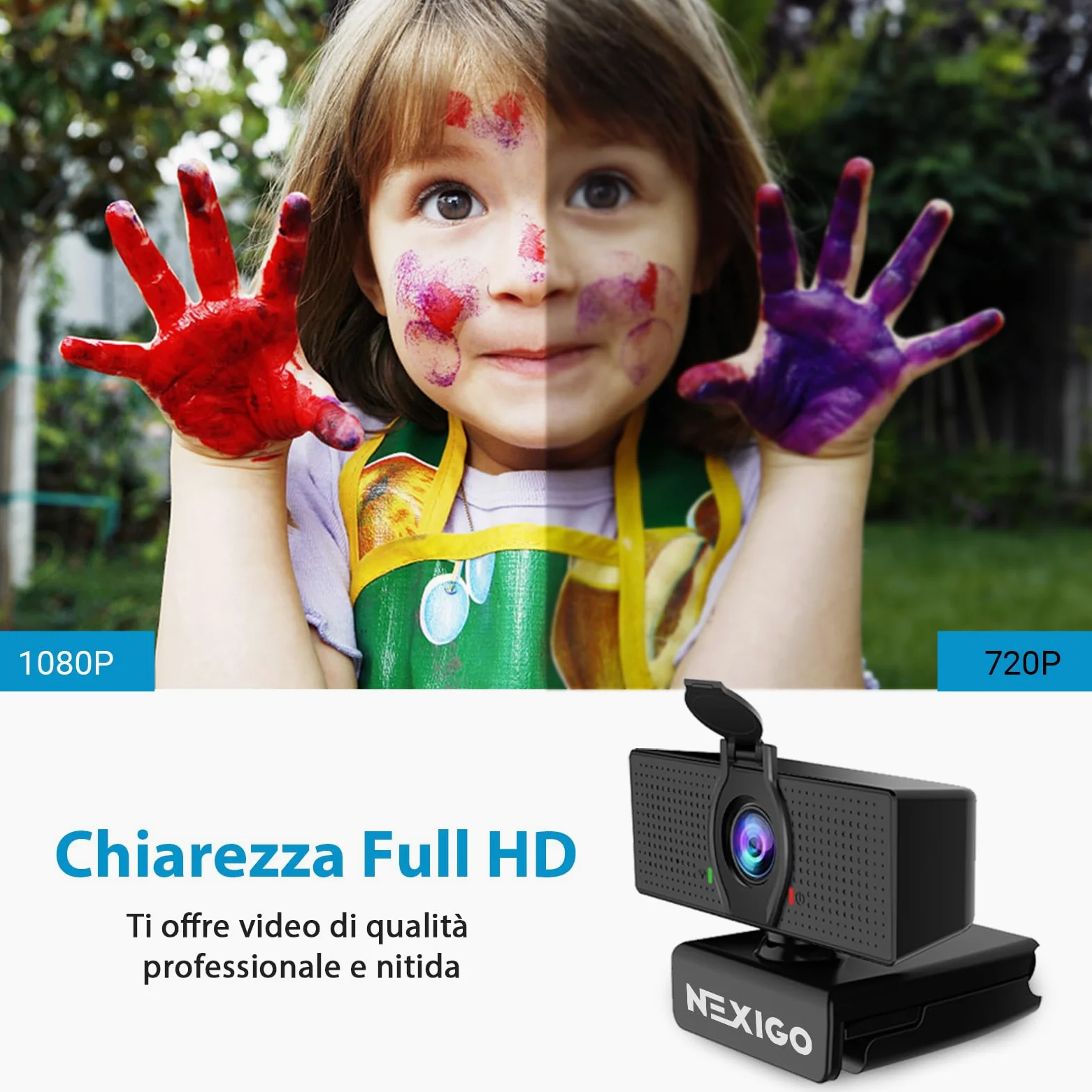 NexiGo N60 Webcam 1080P con Microfono, FOV Regolabile, Zoom, Controllo Software e Copertura Privacy, USB HD Camera Web per Computer, Plug and Play, per Zoom/Skype/Teams