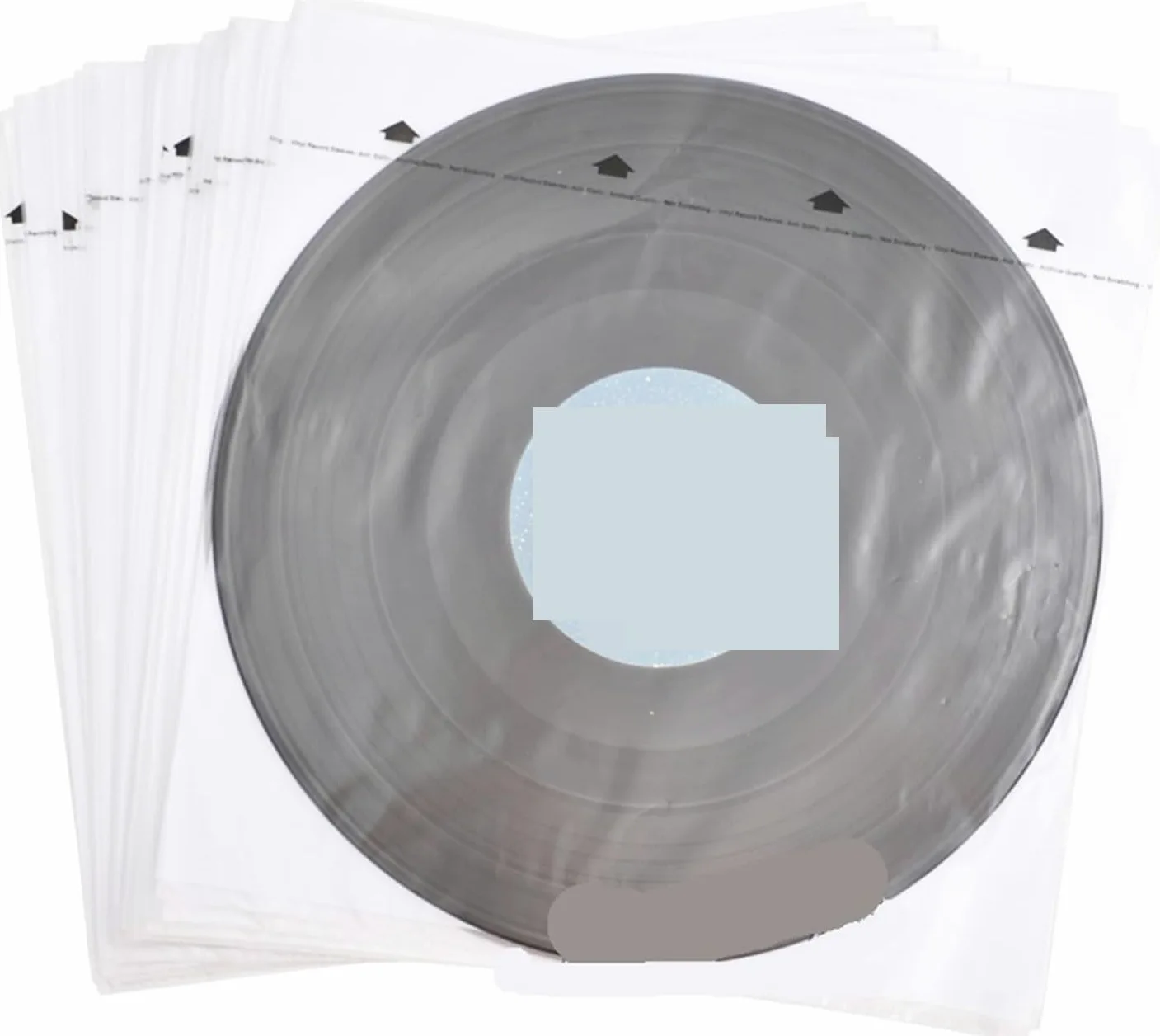 Buste interne in vinile, Buste Interne for Dischi In Vinile LP Confezione Da 20 Carta Di Riso HDPE 3,5 Mil for 12 Pollici Trasparente(Transparent With words)