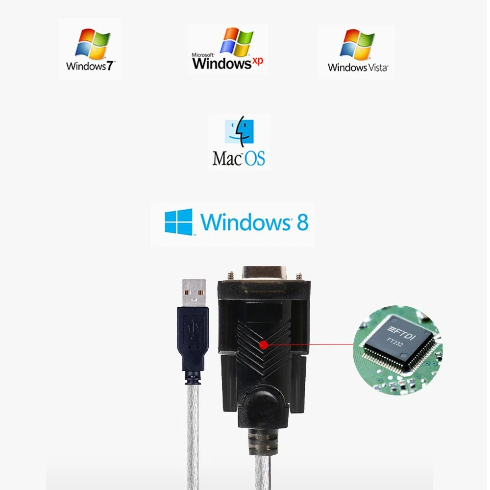 Cooso - Cavo adattatore da USB a RS232, da USB 2.0 maschio a seriale (9 pin) DB-9 RS-232 femmina (chipset FTDI) nero Nero 1.5meters
