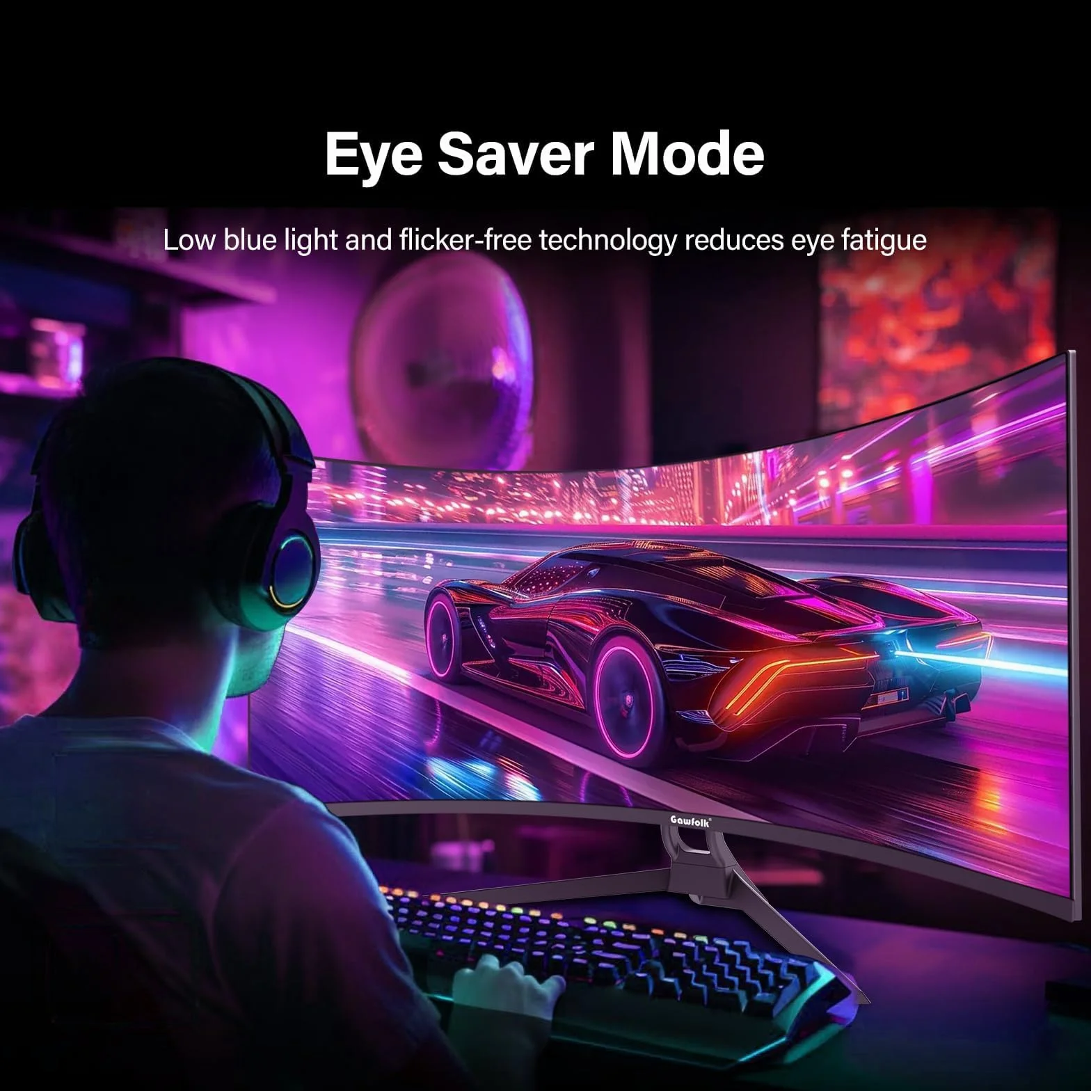 Gawfolk awfolk Monitor Gaming Curvo 34" Ultrawide, UWQHD 3440x1440, 165Hz, AMD FreeSync, VESA