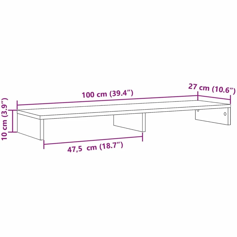 vidaXL Supporto per Monitor Rovere Fumo 100x27x10 cm in Truciolato