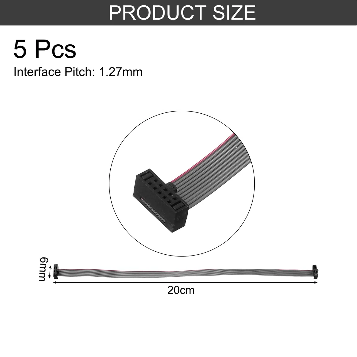QUARKZMAN 5Pz Cavo a Nastro Piatto Idc, Passo 1,27mm Larghezza 6mm Lunghezza 20cm 10 Pin Fc a Fc Cavo a Nastro Piatto Flessibile Connettore Ponticello per PC, Display a LED