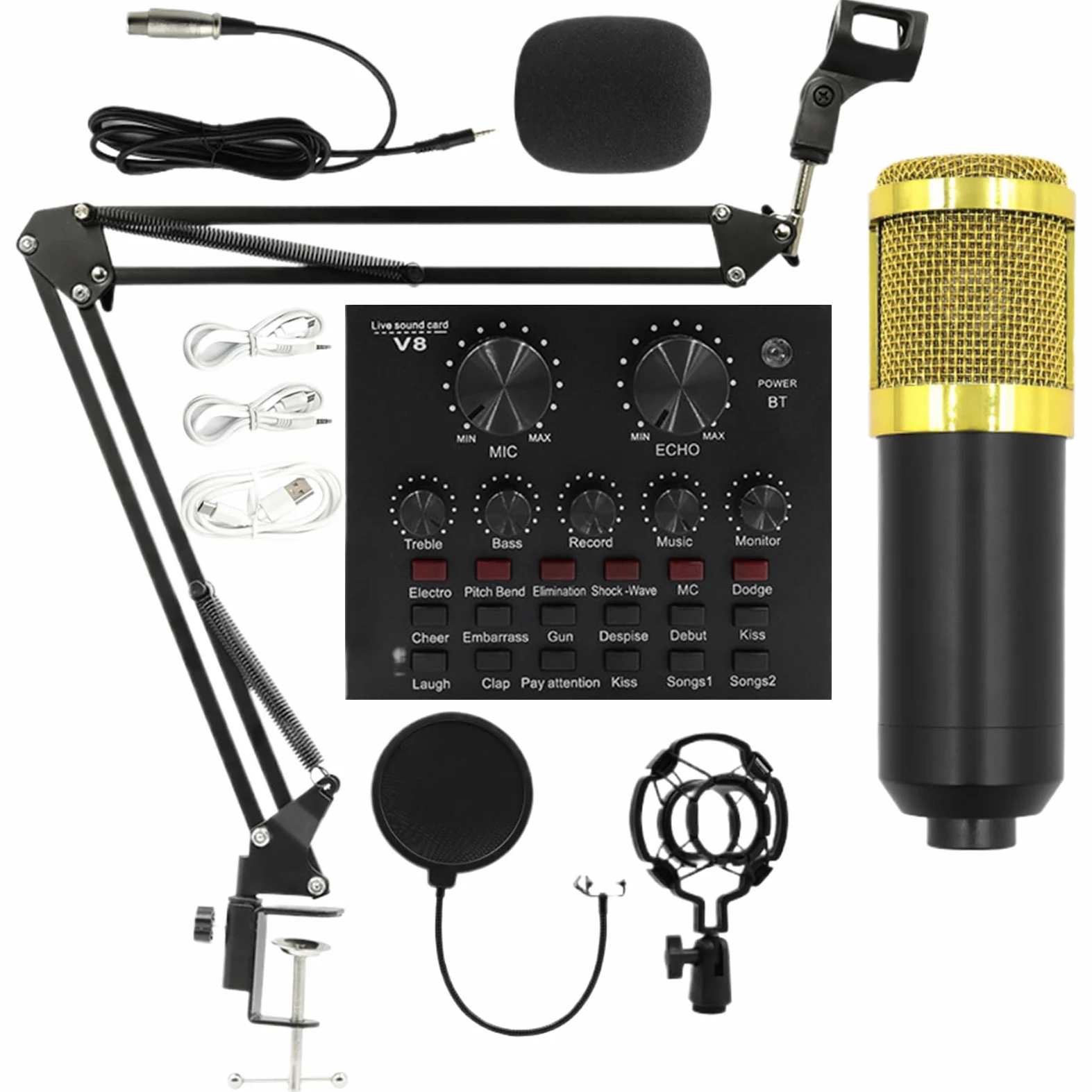 Attrezzatura Da Studio Di Registrazione Set scheda audio live streaming, | Multiuso Per Registrazione In Studio, Video Live, Podcast, Cantanti, Doppiatori