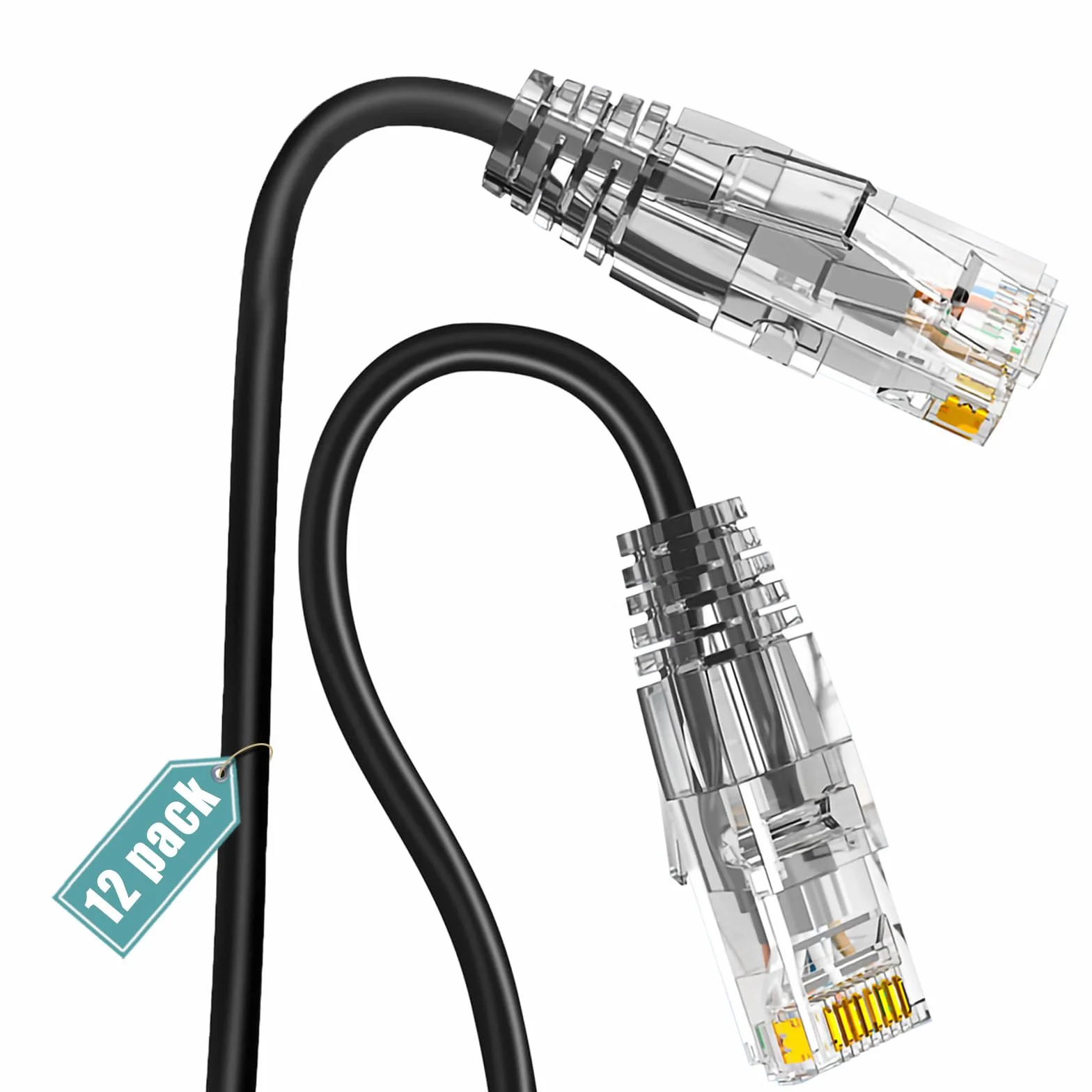 Ercielook Cavo patch Cat6a 0,25 m (12 unità) - Cavo di rete Cat6a ad alta velocità 10 Gbps 550 MHz, cavo Ethernet corto in rame puro 28 AWG per pannello patch/cabinet di rete