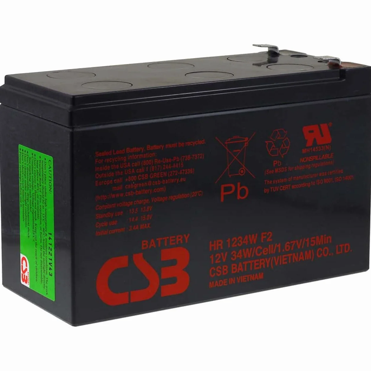 CSB Batteria al piombo ad alta scarica HR1234WF2 sostituzione per APC RBC 17 12V 9Ah