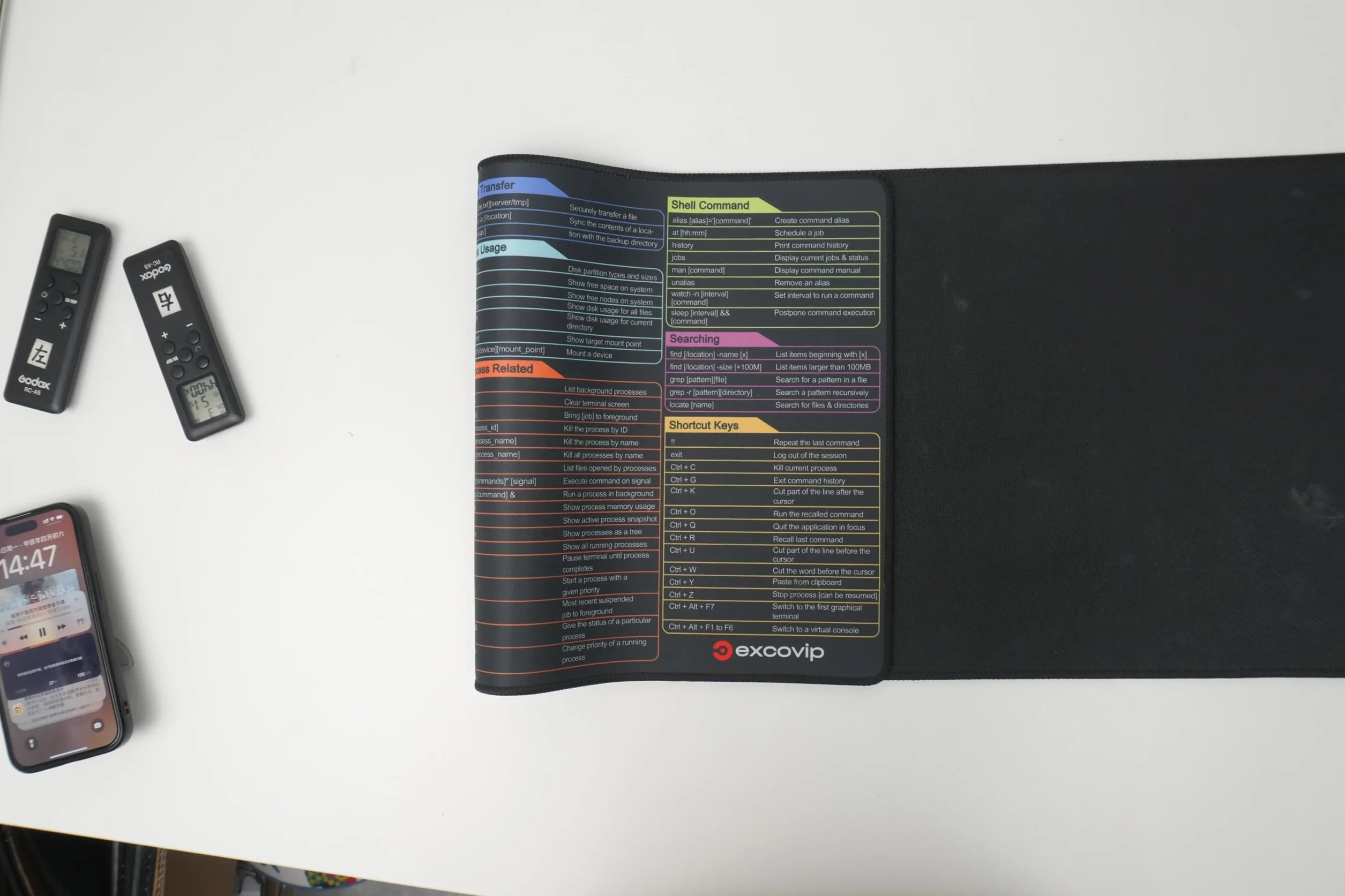 excovip tappetino per mouse con shortcuts, Linux Commands Line - Tappetino per mouse esteso, grande, con scorciatoie per Kali/Red Hat/Ubuntu, Tasti di scelta rapida, Mouse Pad 80X30cm