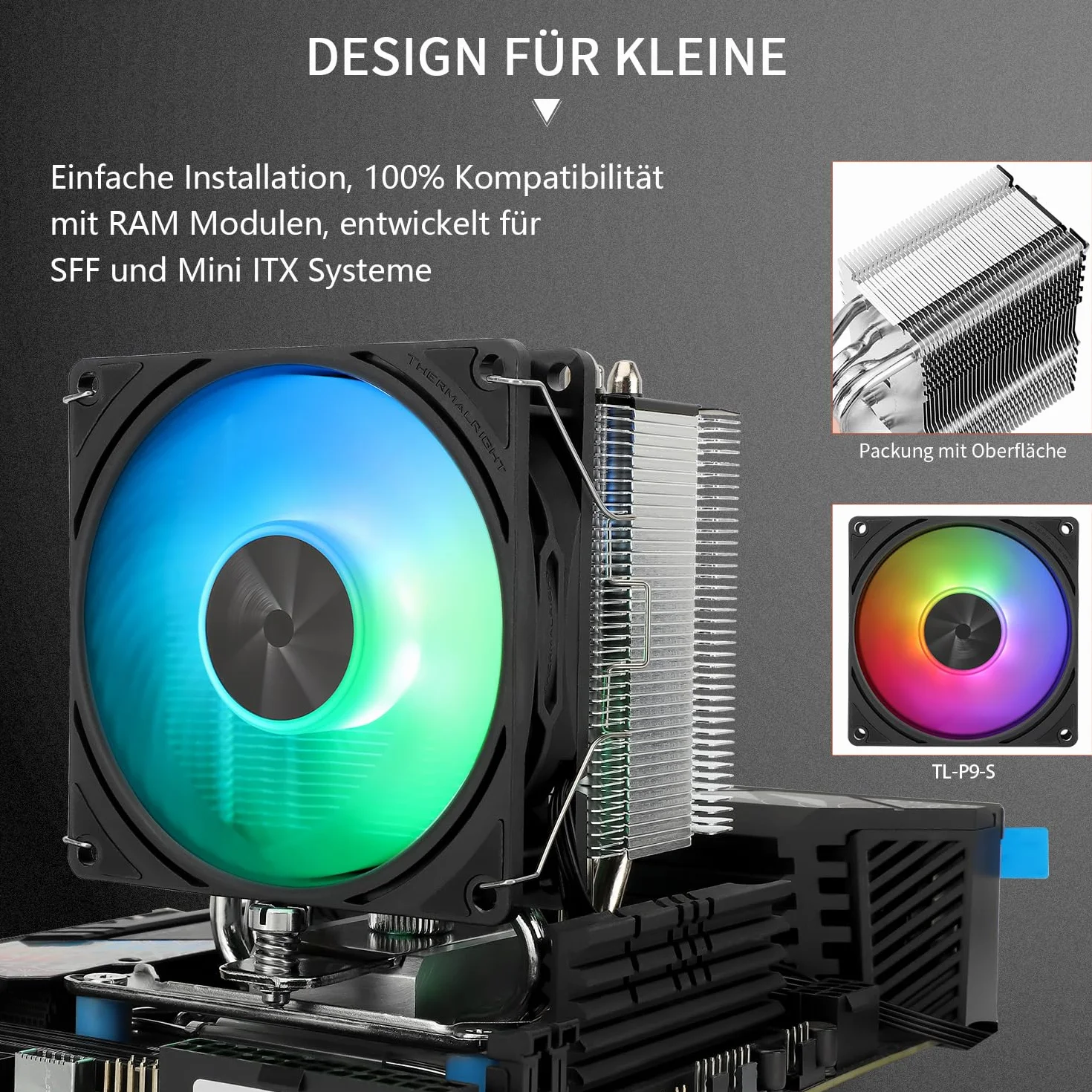 Thermalright Assassin X 90 SE ARGB - Raffreddatore CPU, 4 Heatpipes, TL-P9-S PWM ARGB, dissipatore di calore per computer, tecnologia AGHP 4.0, per AMD AM4 AM5/Intel LGA 1150/1151/1200/1700 (AX90 SE