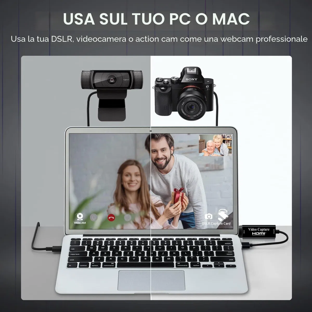 Papeaso scheda acquisizione video, 4K HDMI a USB Game capture card, Full HD 1080p per l'editing di video/giochi/streaming/insegnamento online (nero)