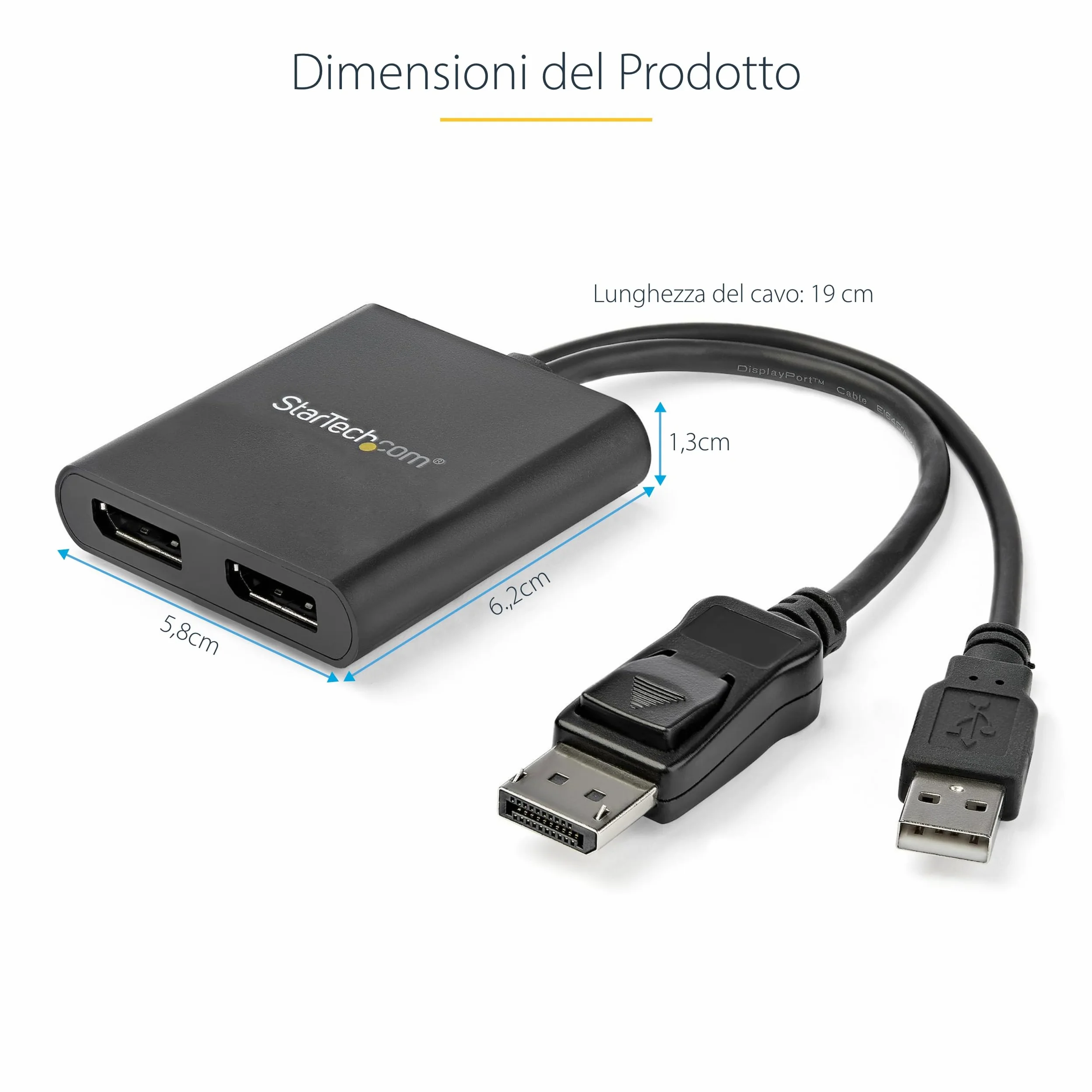 StarTech.com Hub MST DisplayPort a 2 Porte - Adattatore Multi-Monitor DP 1.2 - SdoppiatoreSplitter Video DisplayPort 4K 30Hz o 1080p 60Hz per Doppio Monitor - DP a 2xDP - Solo Windows (MSTDP122DP) | Modalita Desktop Esteso, Solo Windows