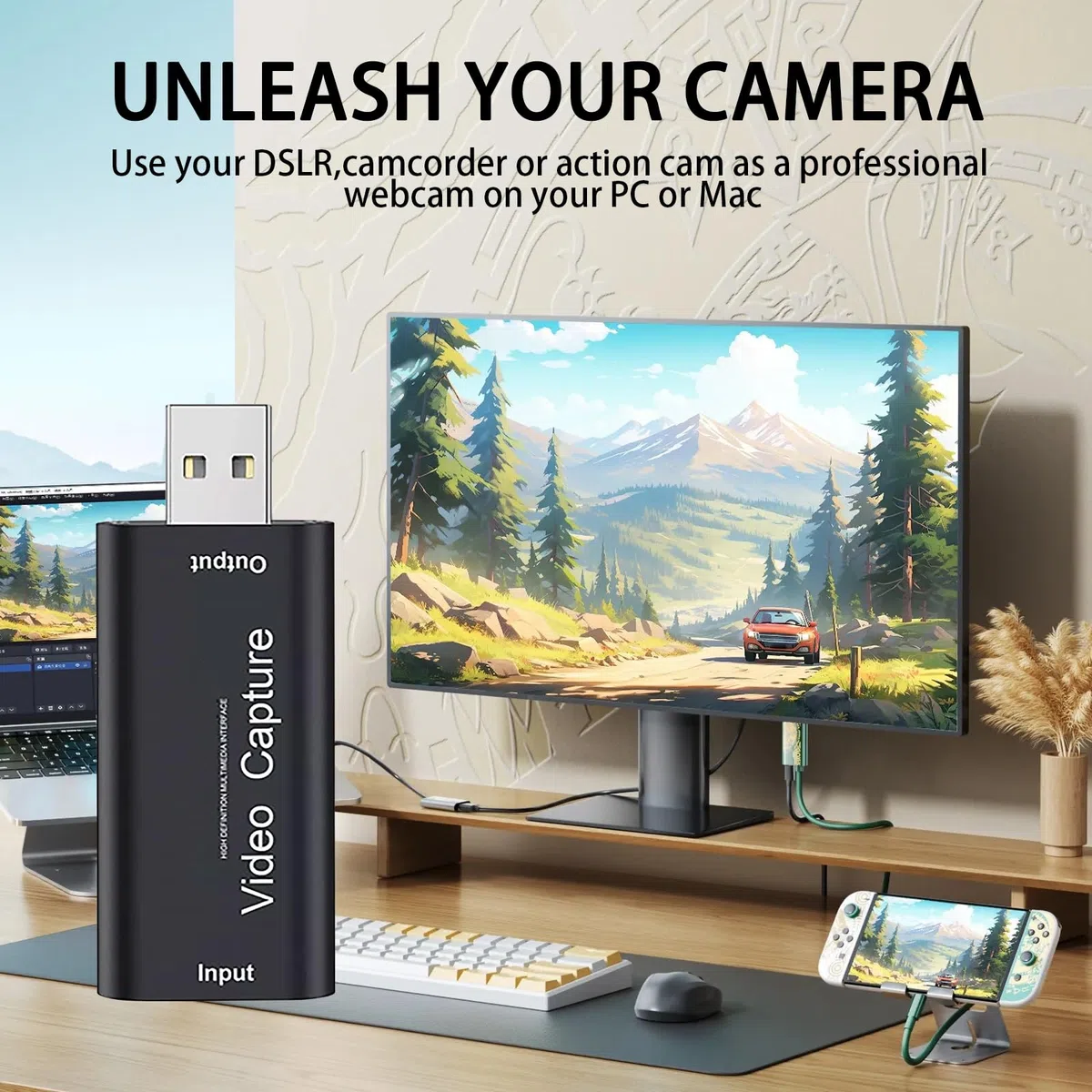 Scheda di Acquisizione Video, USB 2.0 Scheda Acquisizione Video HDMI, 4K Capture Card, 1080P Video Capture HDMI Adatto per Giochi Streaming Insegnamento Videoconferenze Live Streaming