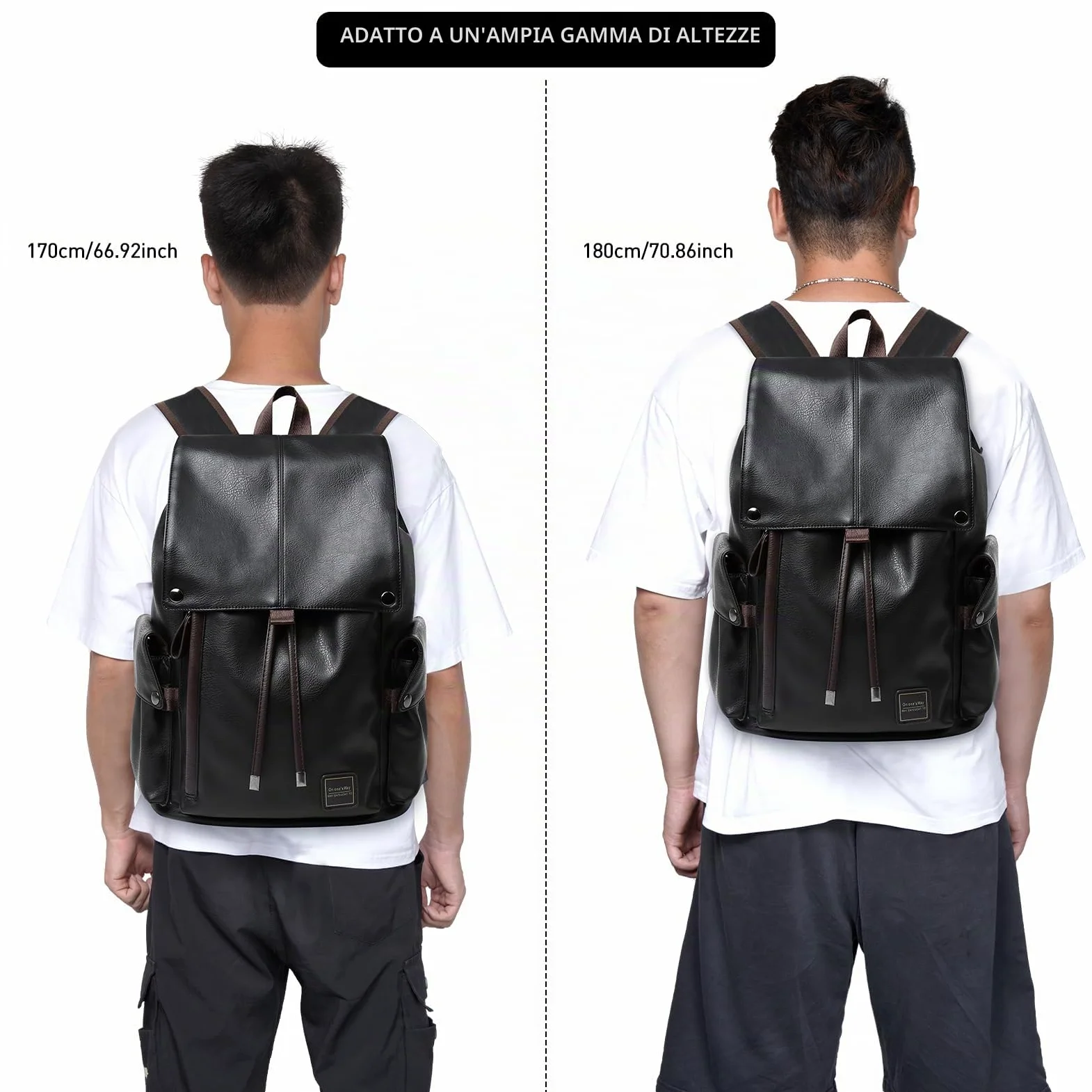 Zaino in Pelle Impermeabile per Laptop 15,6 Pollici, Vintage Elegante per Donna, Lavoro Uomo in Pelle Sintetica, Nero Con Presa USB per Affari, Scuola, Viaggi, Università