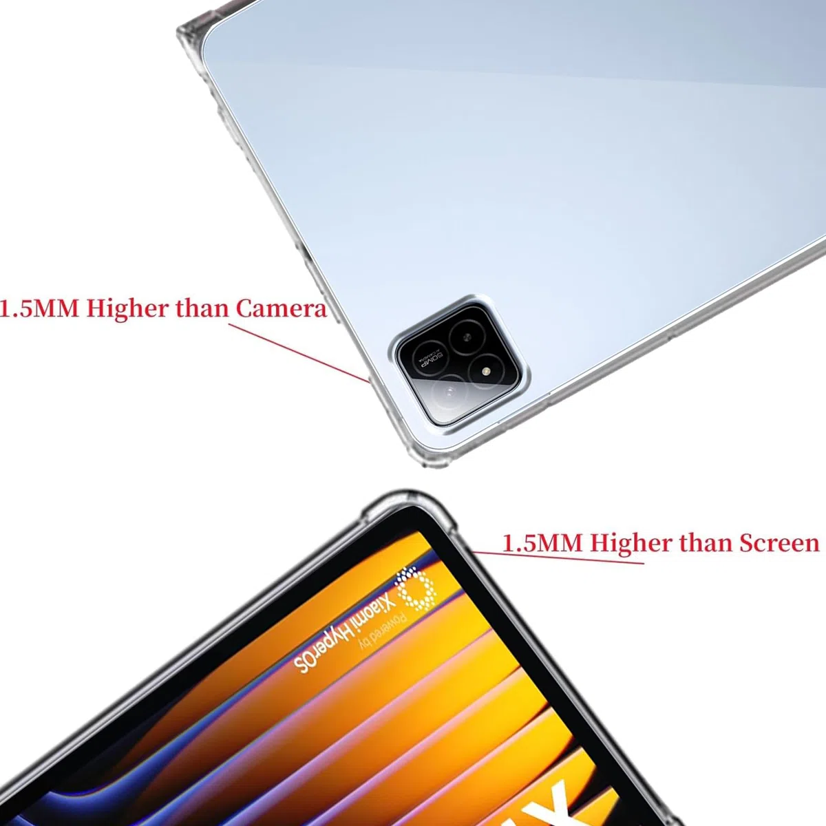 MEMELOKA Custodia per Xiaomi Pad 7/Pad 7 PRO 11.2 Pollici + 2 Pezzi Vetro Temperato, Cover Protezione in TPU Morbido Ultra-Sottile con Airbag in Silicone Rinforzato