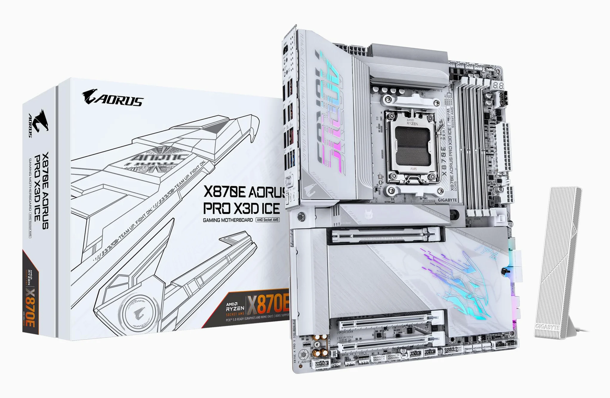 GIGABYTE X870E AORUS PRO X3D ICE Scheda Madre – Supporta CPU AMD Ryzen 9000, VRM Digitale a 18+2+2 fasi, fino a 9000 Hz DDR5 (OC), 2 x PCIe 5.0 + 2 x PCIe 4.0, Wi-Fi 7, LAN 5 GbE, USB 4