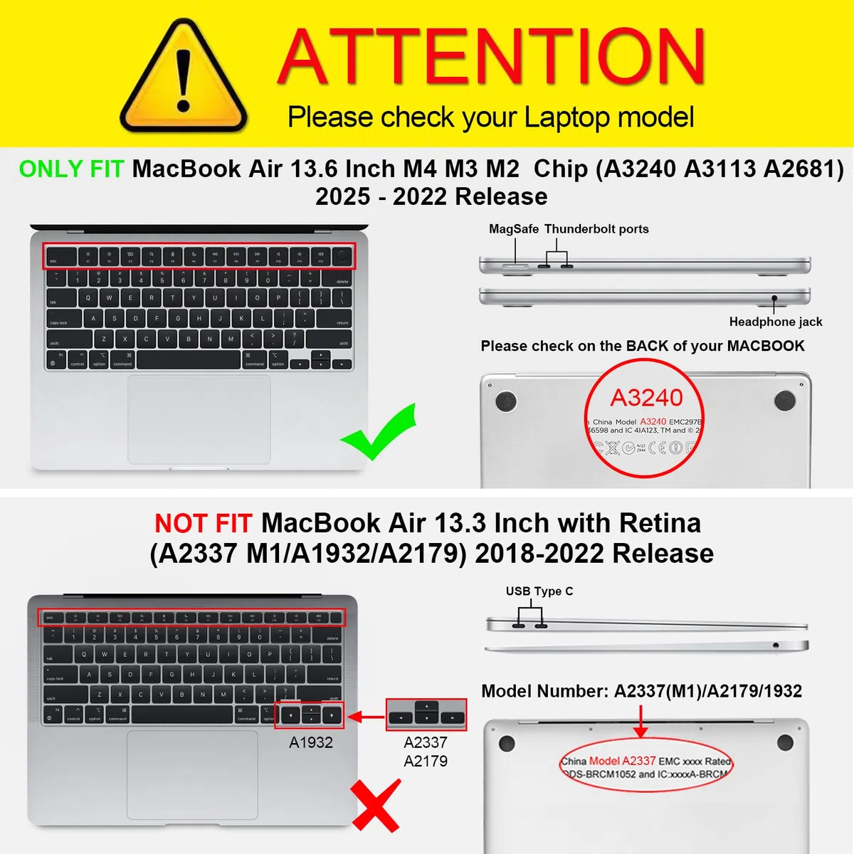 FINTIE Custodia Compatibile con MacBook Air 13.6 Pollici M5/M4/M3/M2 (2026-2022, A3449/A3240/A3113/A2681) - Cover Rigid Trasparente Guscio Case con Cover per Tastiera & Proteggi Schermo, Cristallo