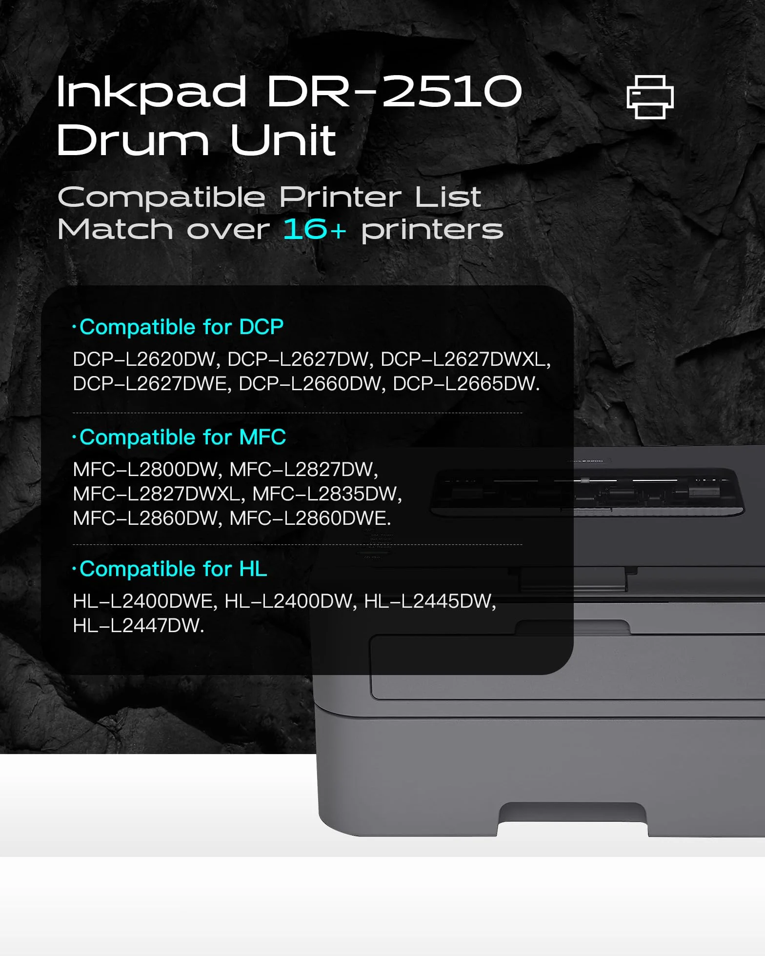 iNKPAD DR2510 unità Tamburo Compatibile con Brother TN2510 TN2510XL per HL-L2400DW HL-L2445DW DCP-L2660DW DCP-2620DW MFC-L2800DW MFC-L2860DW