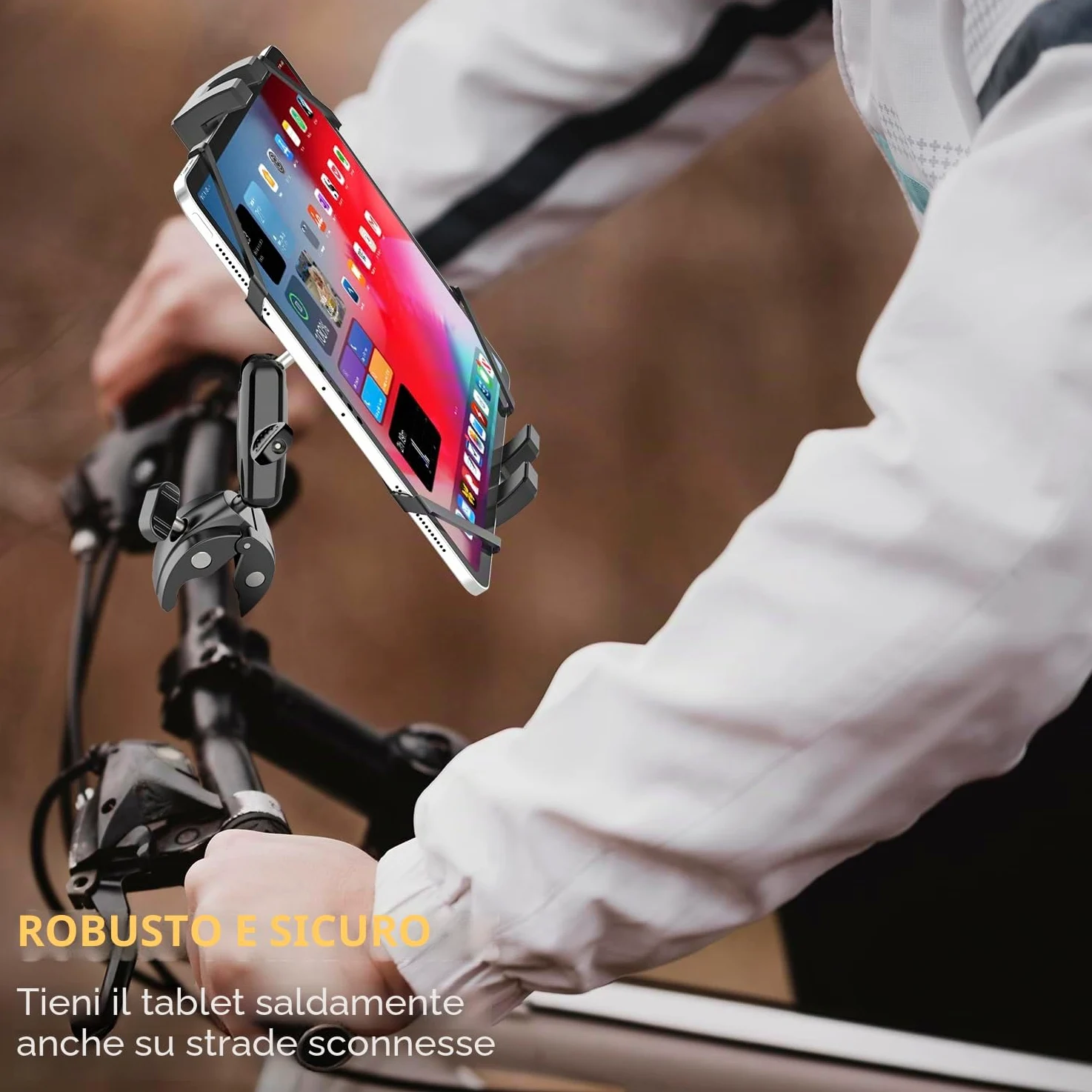 Oilcan Supporto Tablet Moto, Bici, Barca, Passeggino - Braccio Regolabile in Alluminio, Porta iPad Manubrio Asta Tubo Palo per Tablet e Telefono da 4-13", iPad Pro Air Mini/Galaxy Tab/Fire/iPhone