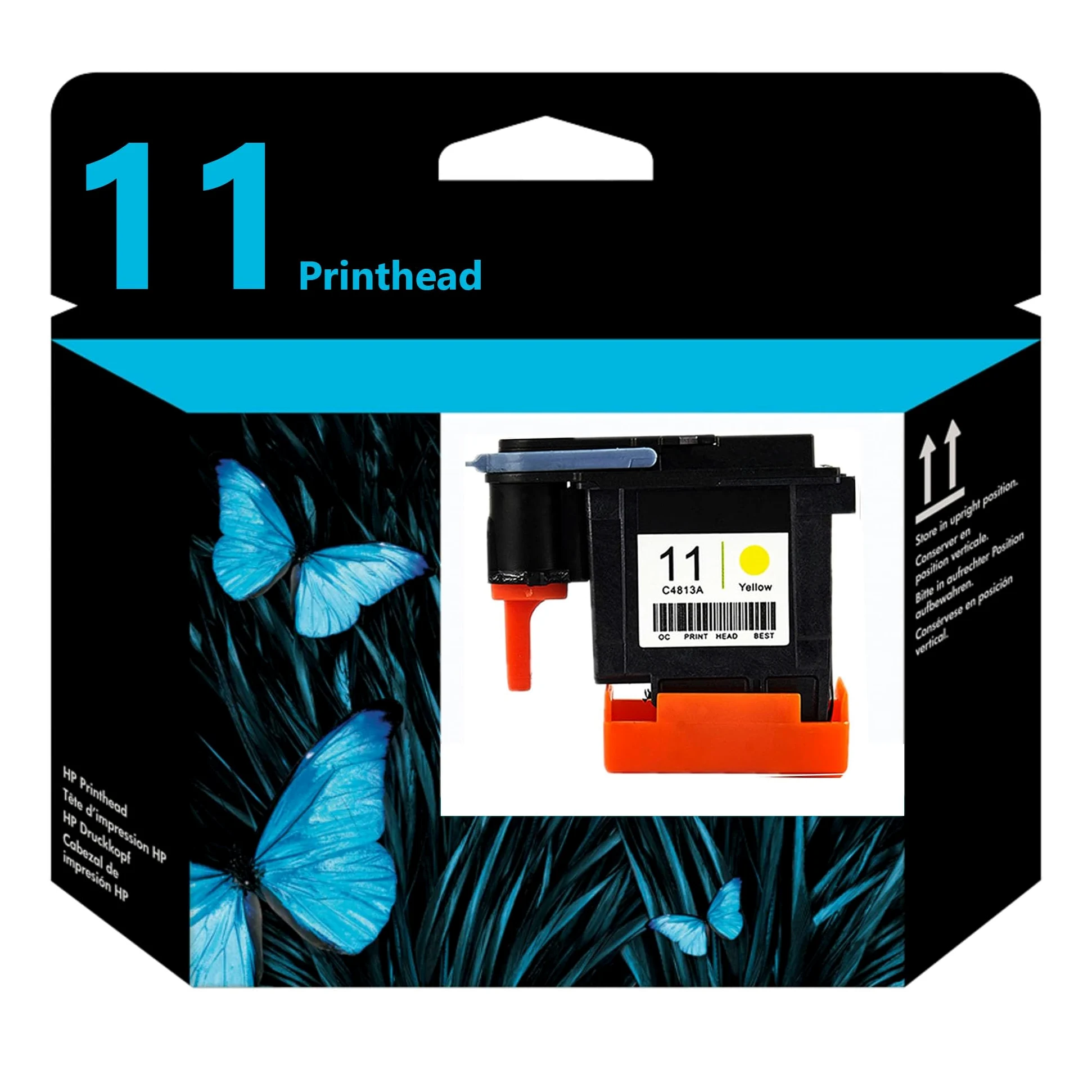 11 Testina di Stampa Inchiostro C4810A C4811A C4812A C4813A Sostituzione per Stampanti HP Designjet 100 110 111 500 510 800 813 850 500ps 800ps 9110 9120 9130 K850,Yellow-1 Pack
