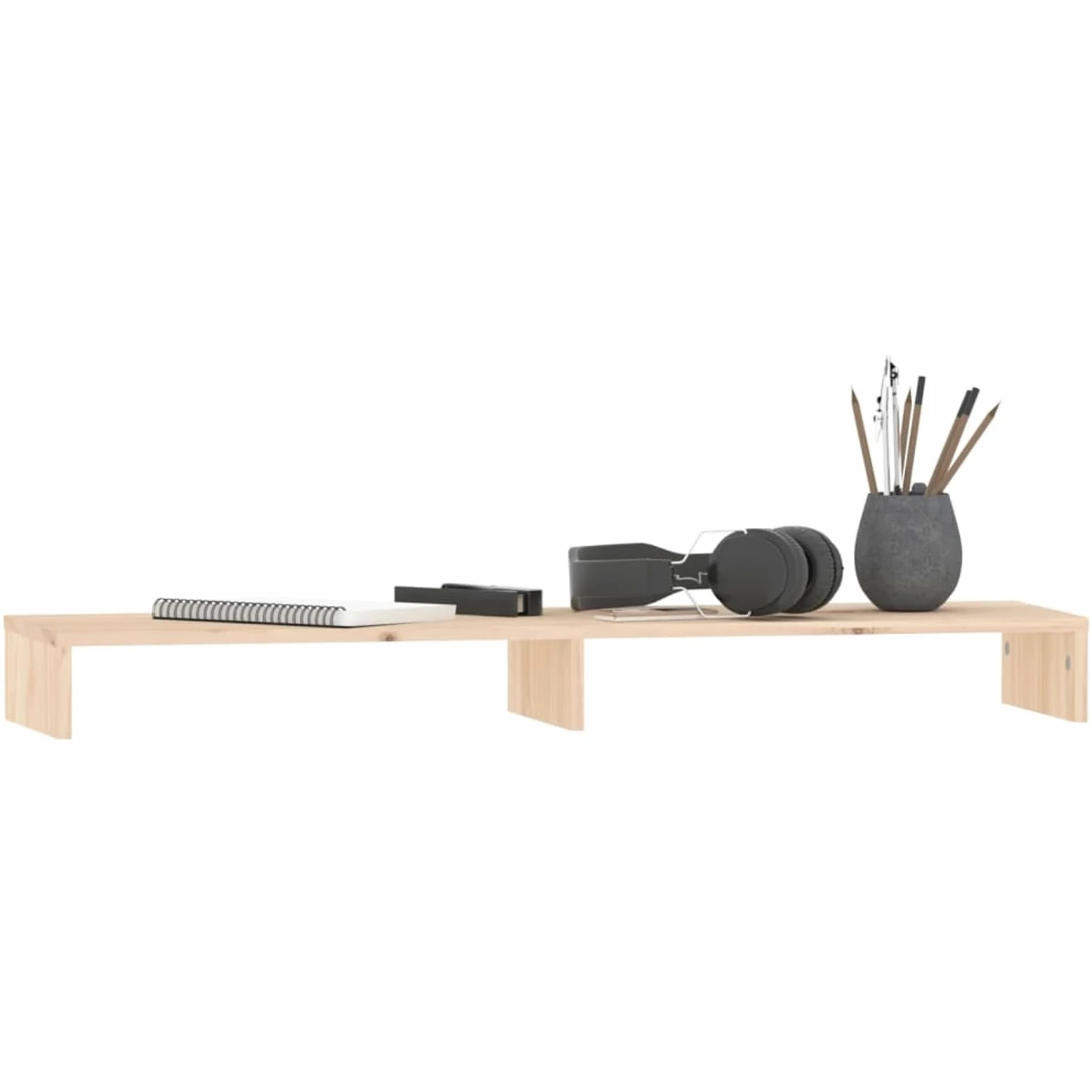 Supporto per monitor, 100 x 27 x 10 cm, in legno massello di pino | Legno di pino massiccio, robusto telaio in legno, altezza ergonomica del monitor, spazio per tastiera e dispositivi