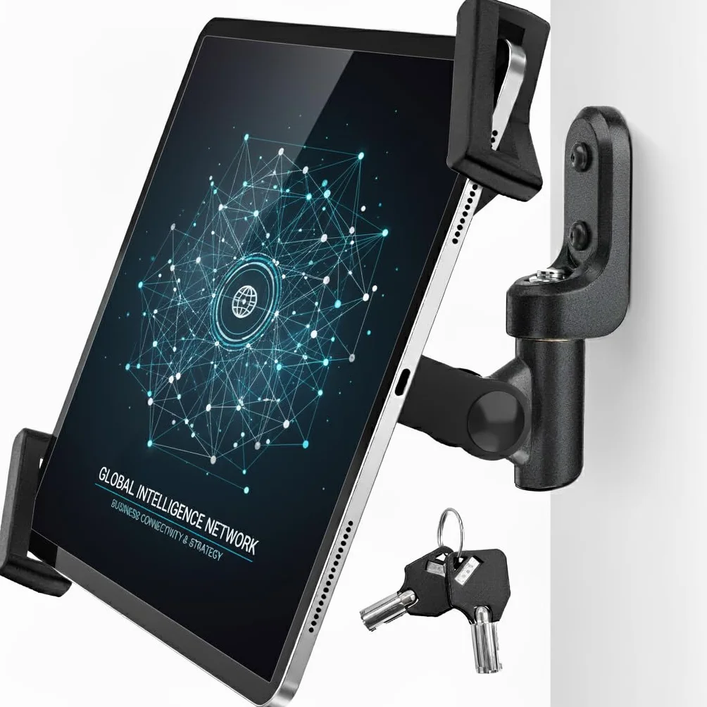 AboveTEK Supporto da parete per tablet antifurto universale di sicurezza POS, supporto diagonale per iPad da 7 a 13 pollici, nero