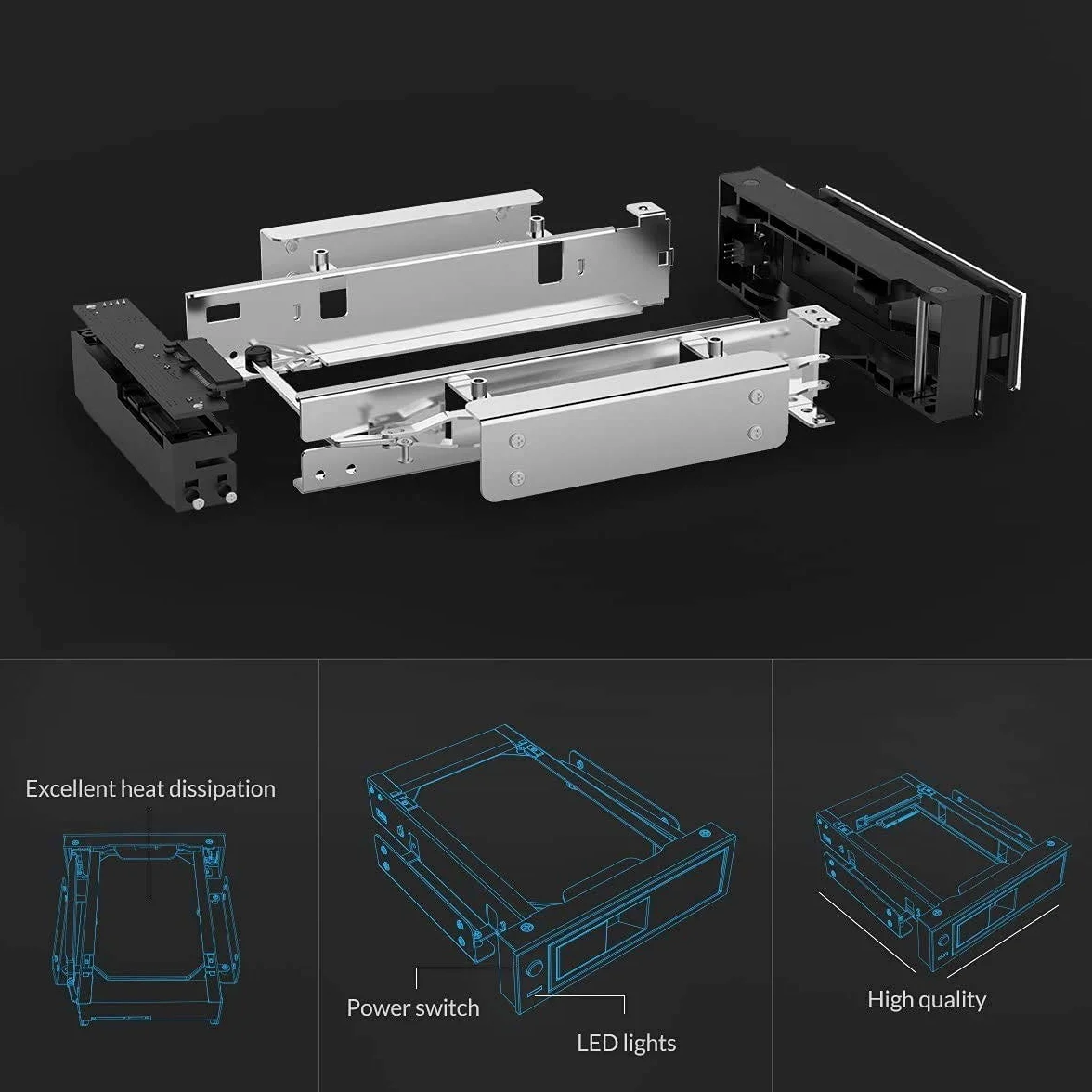 ORICO Rack Portatile Struttura Spazio Interno CD-Rom 3.5 Pollici SATA HDD/Case HDD Case - Nero(1106SS)
