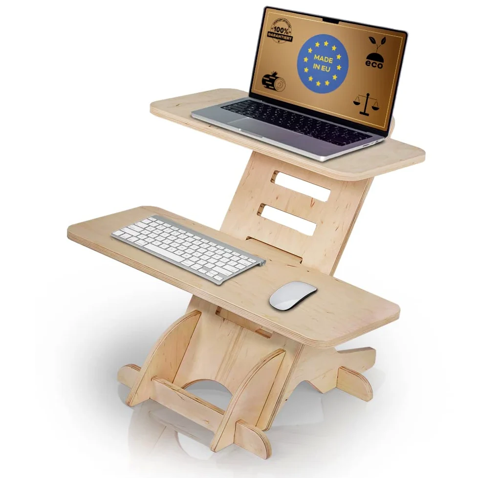Supporto per computer portatile in legno, con supporto e scrivania in piedi, prodotto in UE