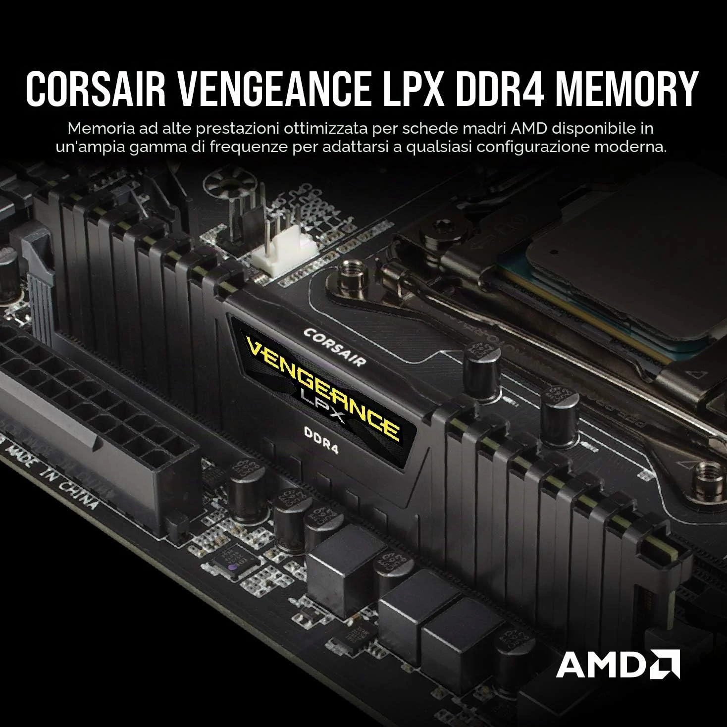 Corsair Vengeance LPX 8GB DDR4-2400 Memorie per Desktop a Elevate Prestazioni, 8 GB (1 X 8 GB), DDR4, 2400 MHz, C16 XMP 2.0, Nero