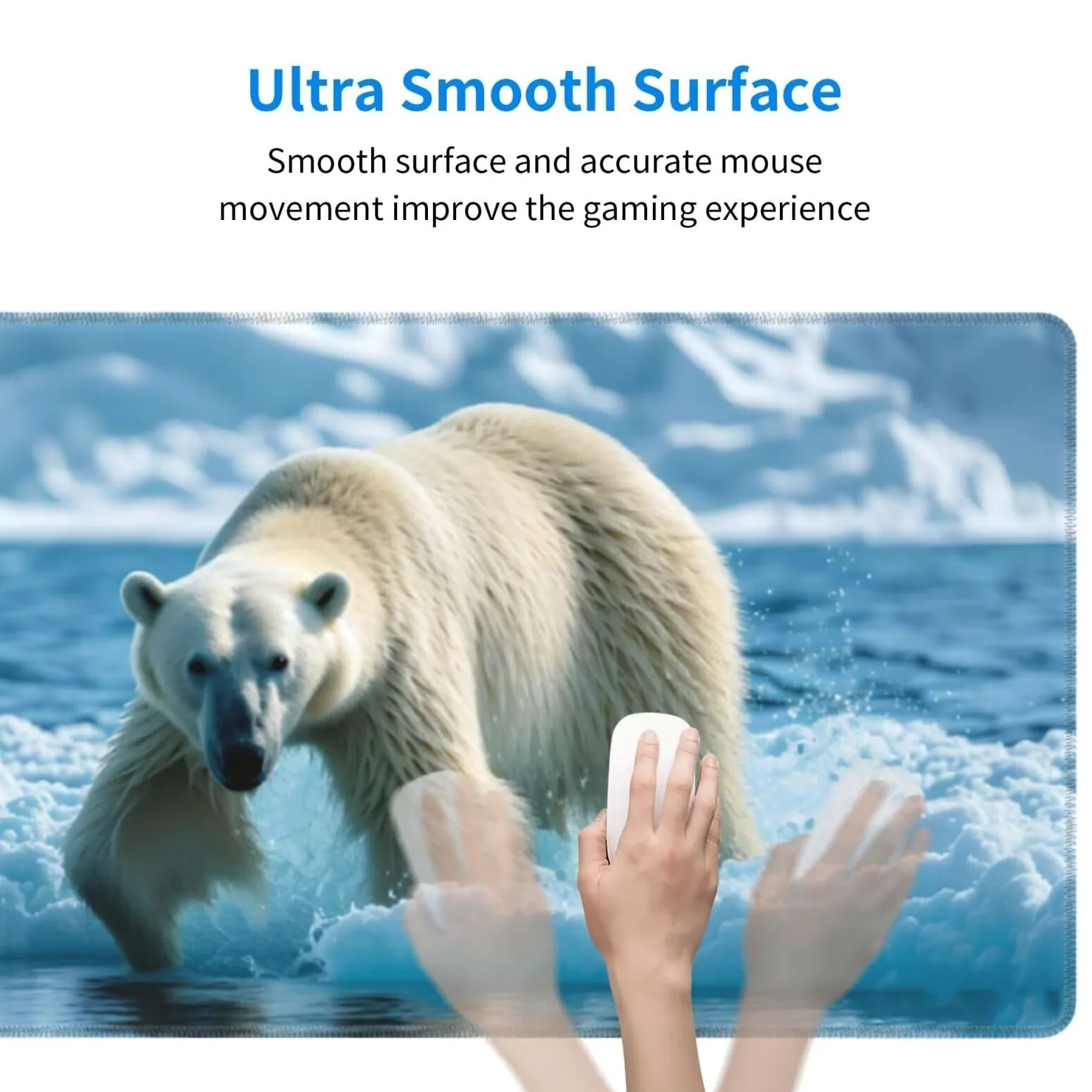 Tappetino Mouse, Tappetino Mouse Gaming Grande XXL 1500x800x3mm Tappetino Scrivania Mouse Pad, Base in Gomma Antiscivolo, Bordi Cuciti,Lavabile, Mousepad per Ufficio e Gaming (Orso polare) R-36