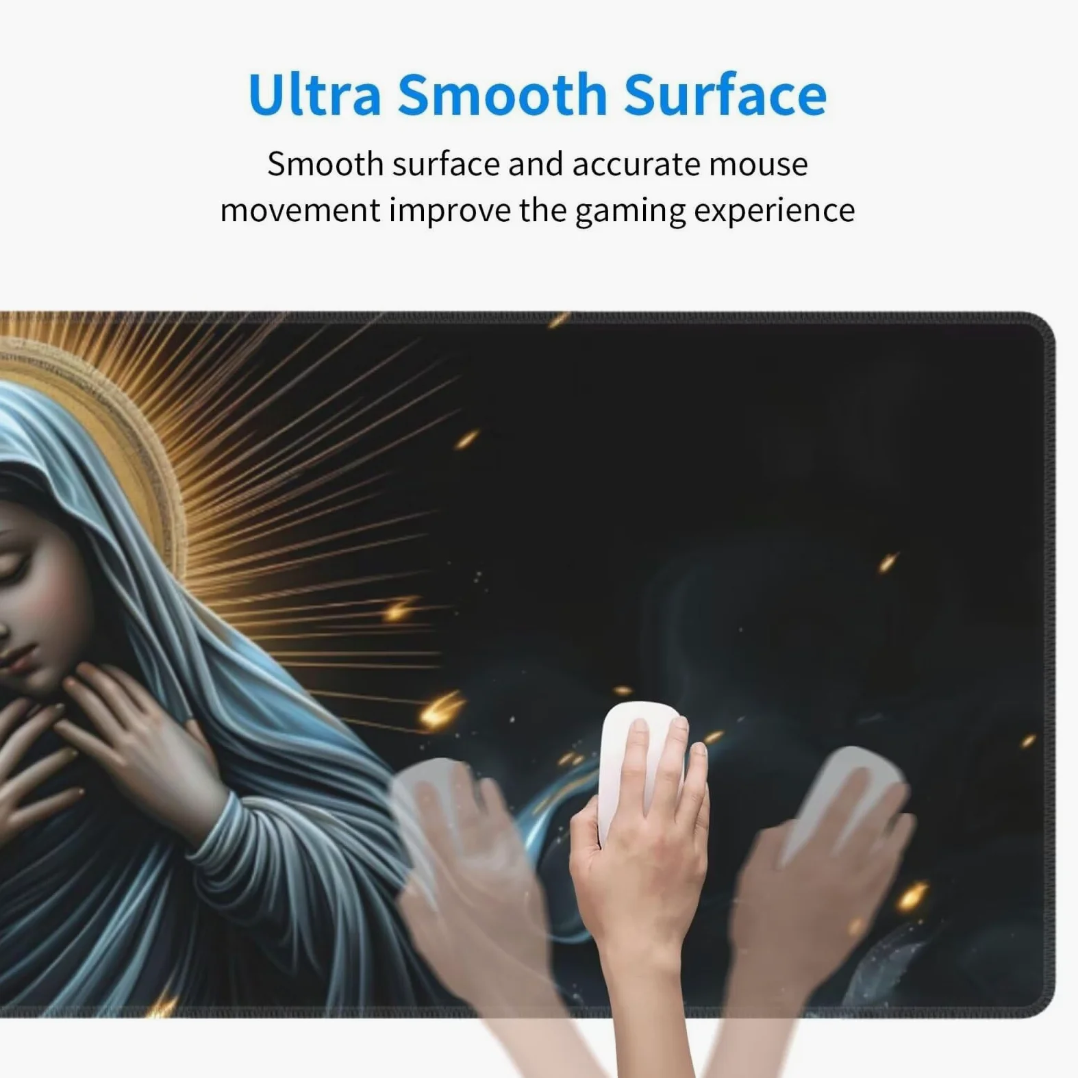 Tappetino Mouse, Tappetino Mouse Gaming Grande XXL 1500x800x3mm Tappetino Scrivania Mouse Pad, Base in Gomma Antiscivolo, Bordi Cuciti,Lavabile, Mousepad per Ufficio e Gaming (Nostra Signora) R-610