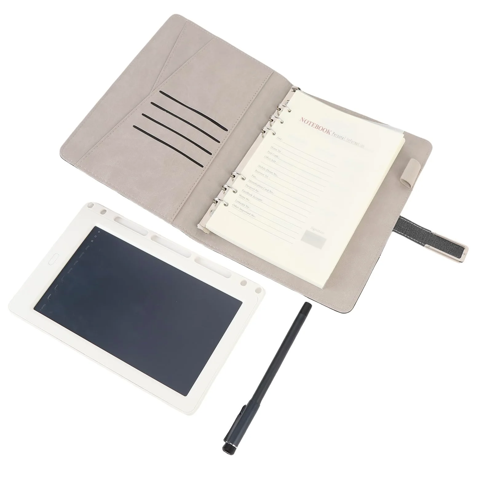 Keenso Set Smart Pen per Notebook, Smart Pen Digitale BT5.0 in Lega di Alluminio con Sincronizzazione OCR e Riproduzione Tratto, Penna 250 MAh 80 Fogli a Fogli Mobili per Studenti in Ufficio (BLACK)