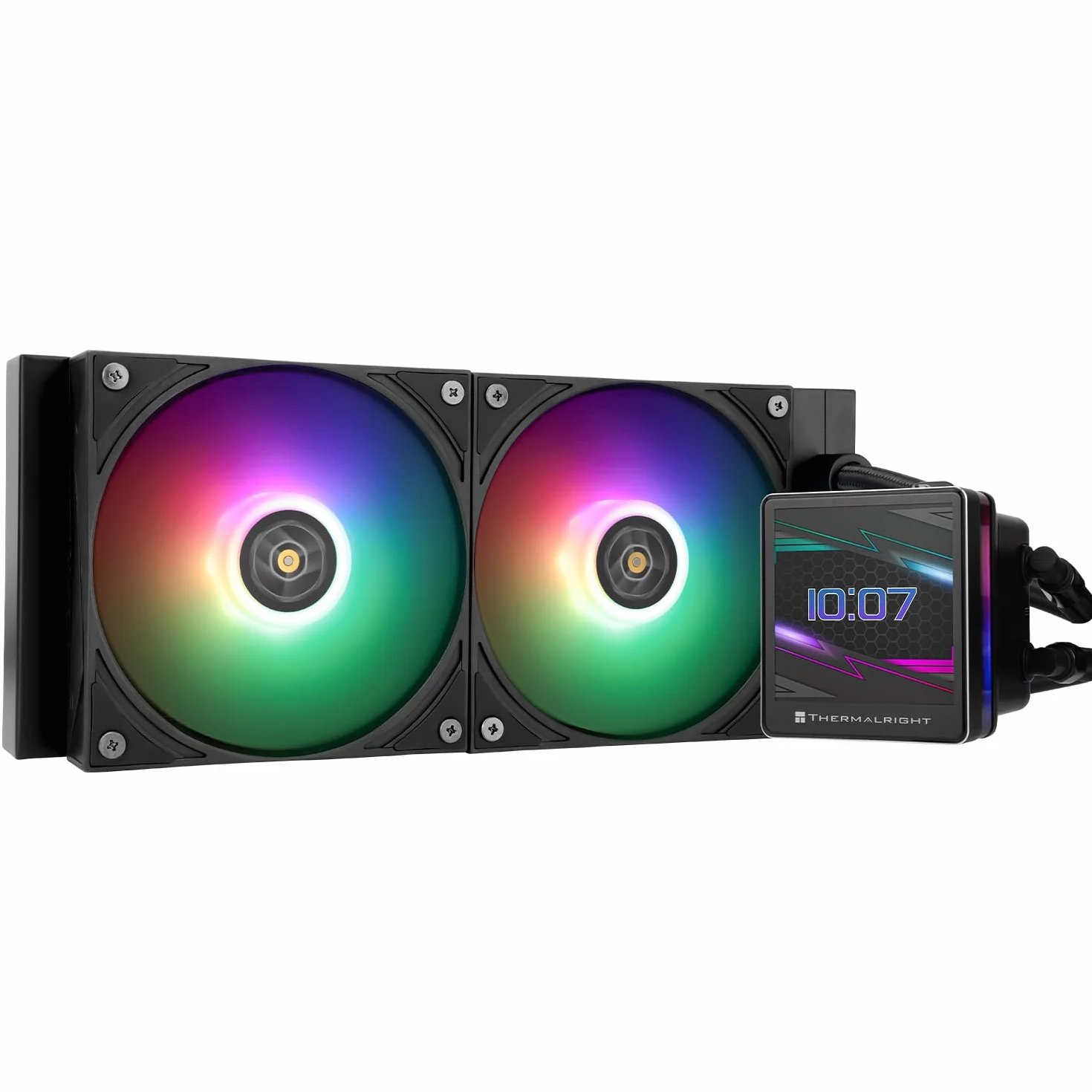 TR Grand Vision 240 ARGB Nero AIO CPU Liquid Cooler, Schermo LCD IPS con Risoluzione 480x480, per AM5/LGA1851/1700, Schermo LCD Magnetico da 3,4 Pollici per Immagini - Nero