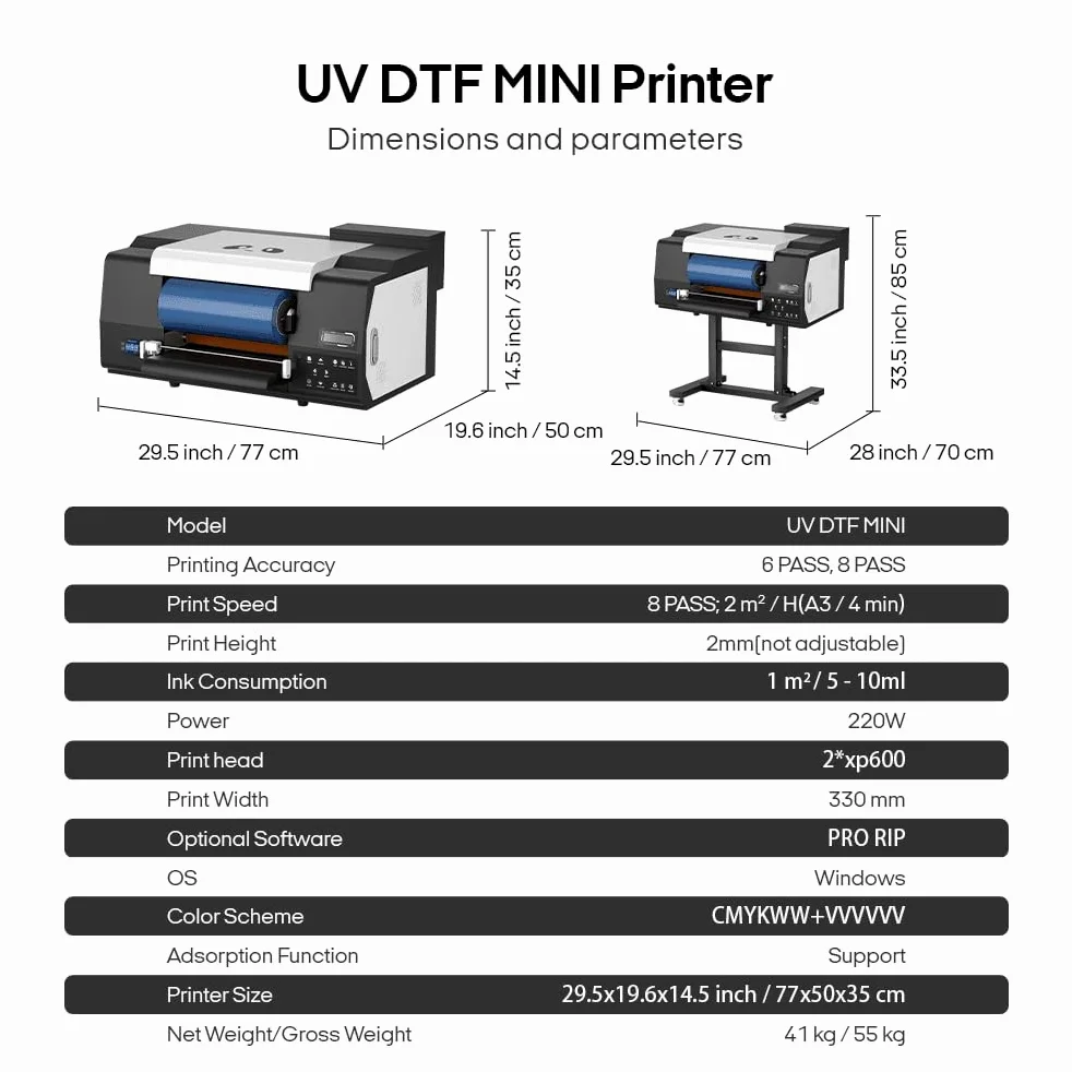 Procolored VF13Pro Stampante UV DTF 2 in 1 per Stampa e Laminazione di Adesivi, Doppia Testina XP600, Stampante UV Compatta per Trasferimenti su Tazze, Vetro, Metallo, Legno e Plastica