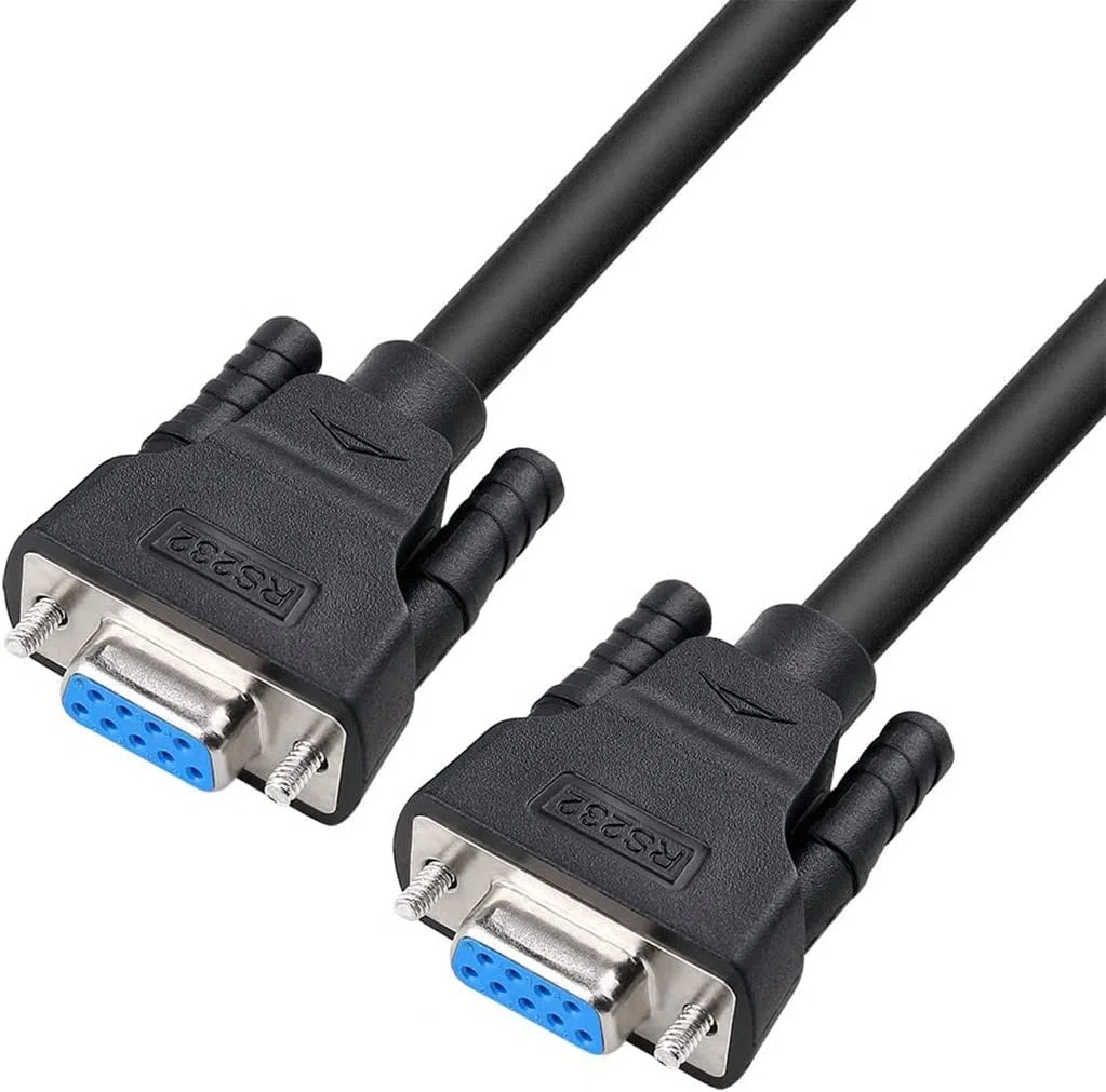 Cavo seriale DB9 RS232 femmina-femmina null modem TX/RX 5 m nero