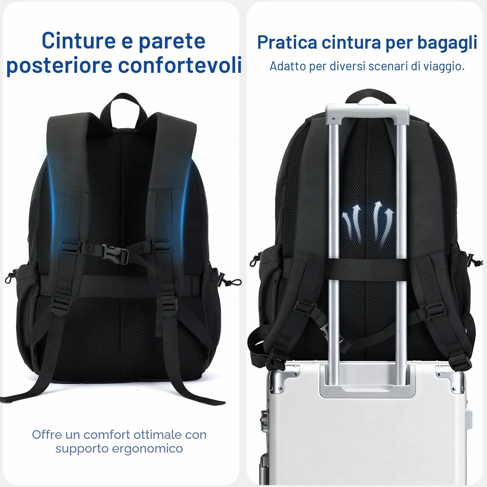 Zaino Per Laptop 32L Per Donna e Uomo Con Ampia Capienza e Tessuto Impermeabile Per Viaggi, Attività All'Aperto e Ufficio(DS07-Black)