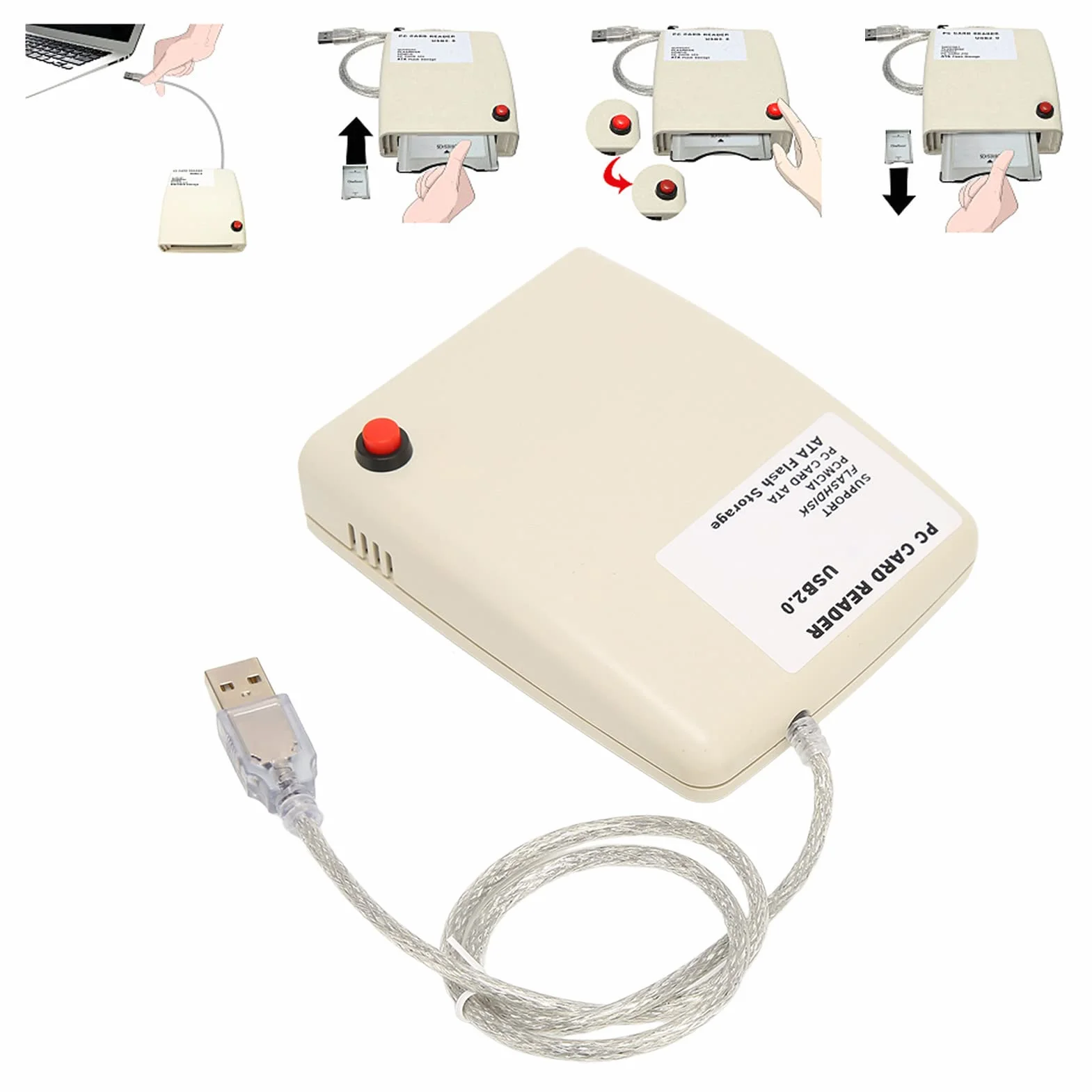 Lettore di Schede PCMCIA USB 2.0, Lettore di Schede di Memoria per PC Esterno a 68 Pin, Trasmissione Stabile da 20 G, Lettore di Schede ATA con Chip Forte, per L'home Office