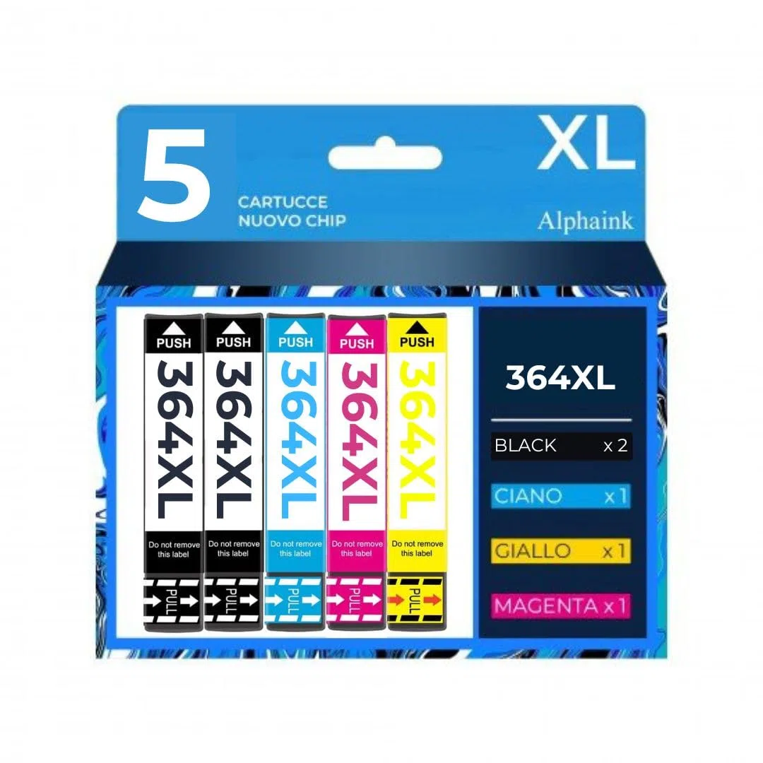 alphaink 5 Cartucce Compatibili con HP 364XL per Photosmart 5510 5520 5522 5524 6520 7520 b8550 b209a b110a c309 3520 Officejet 4620 4622 4610 Deskjet 3070A 3520 (2 Nero 1 Ciano 1 Magenta 1 Giallo)