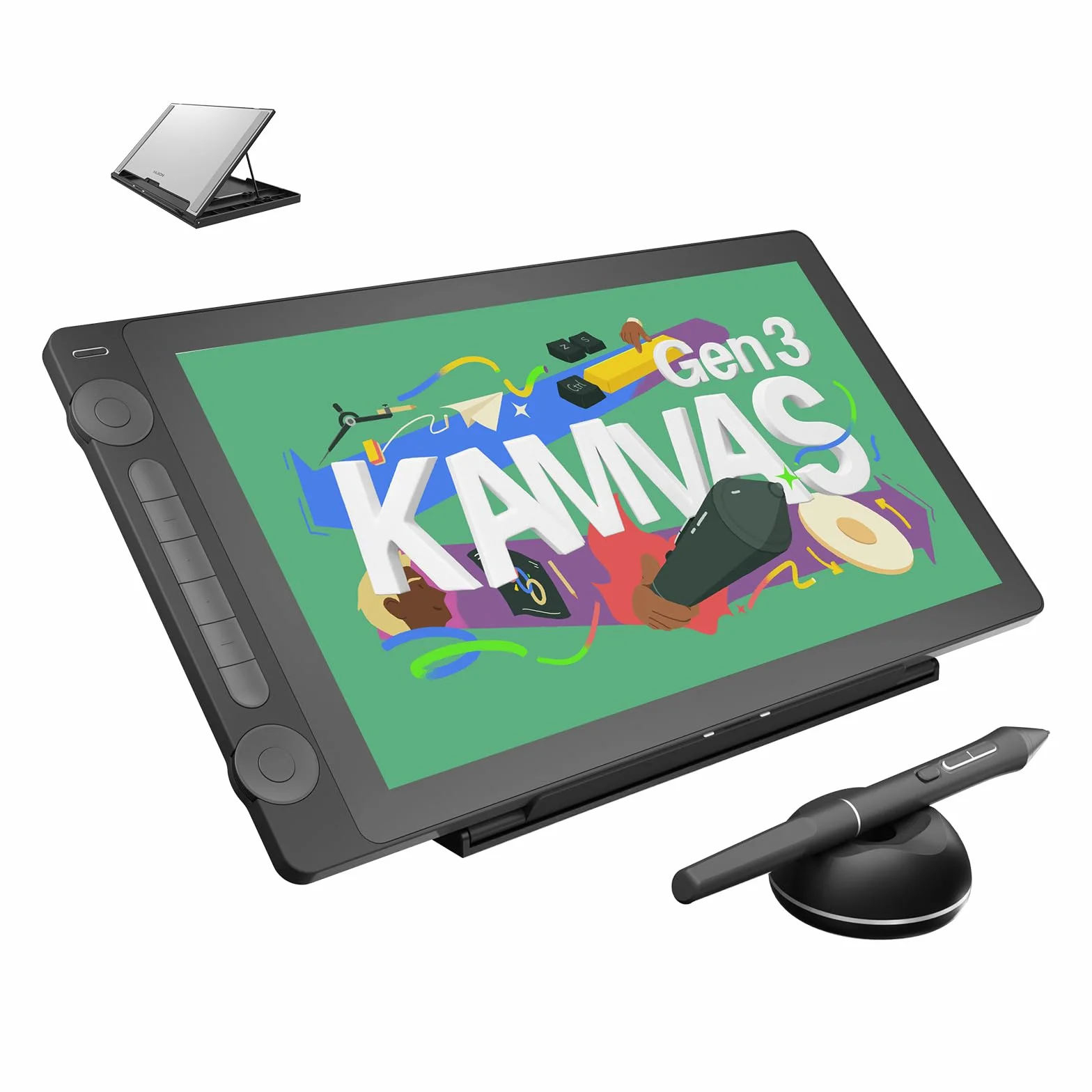 HUION KAMVAS 16 (Gen 3) Tavoletta Grafica con Schermo, PenTech 4.0, 15,8" 2.5K QHD Anti-Scintilla, 16384 Pressione Penna, Doppi Quadranti per Mac, PC, Android