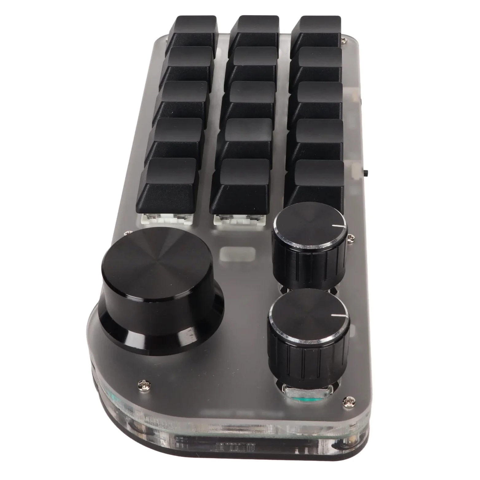 Alomejor Mini Tastiera USB Meccanica Wireless a 15 Tasti con Manopole per Musica da Gioco e Ufficio in Acrilico Bianco