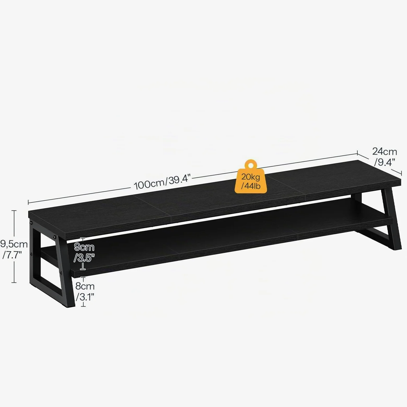 HOOBRO Supporto Monitor Scrivania a 2 Livelli per 2 Monitor, Supporto per Monitor con Rialzo per Monitor, Mensola da Scrivania per Ufficio con Spazio Contenitore, Accessori, Nero EBB122CJ01
