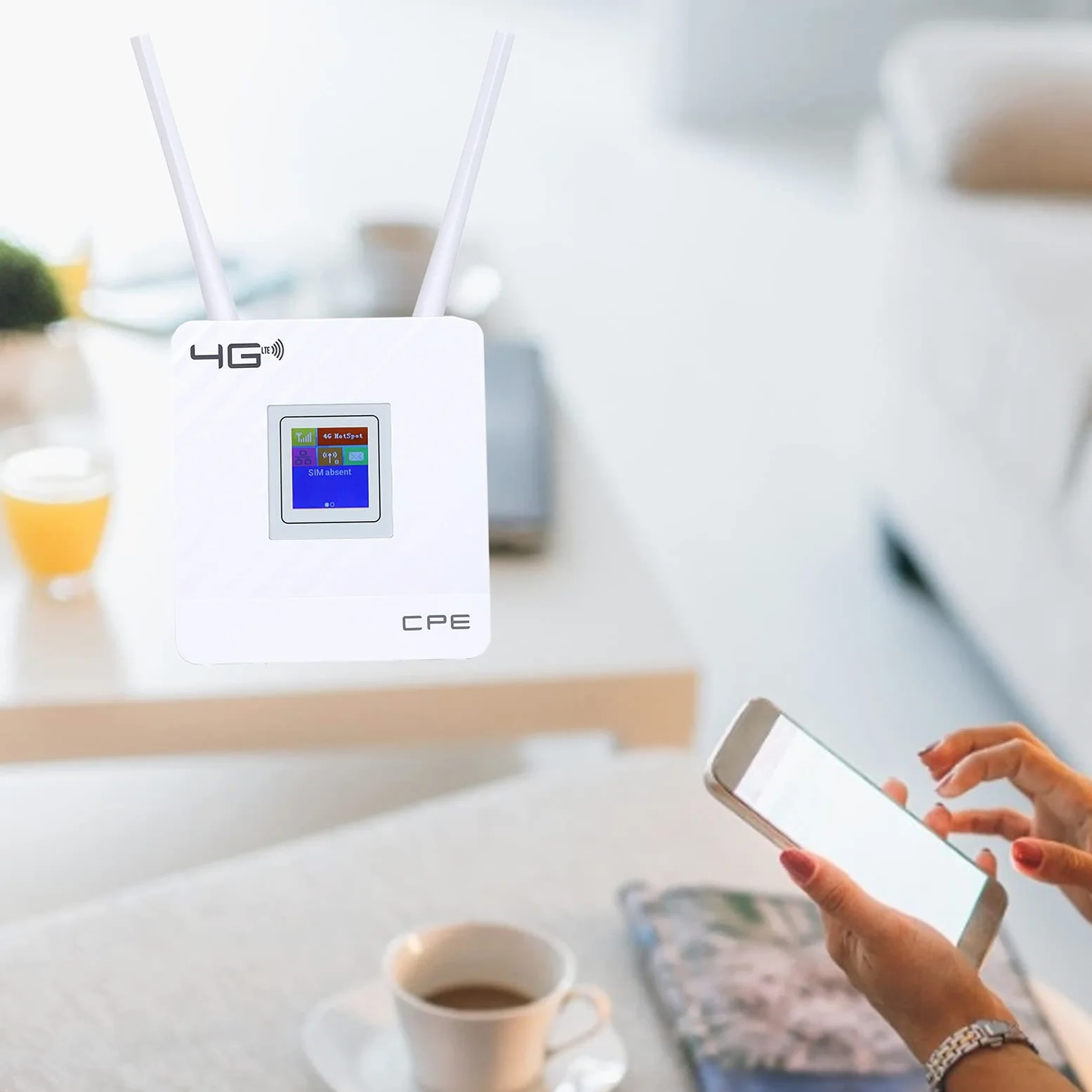 Router Wi-Fi 4G, Hotspot Wi-Fi Router Wireless 4G LTE CPE Sbloccato da 150 Mbps, con Slot per Sim Card Porta Wan/Lan Antenna Esterna(EU)