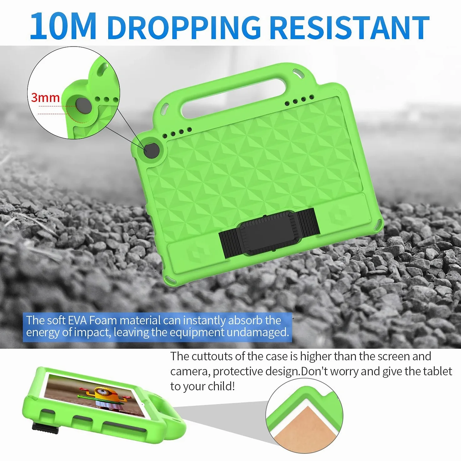 Custodia Protettiva per Tablet Custodia for Tablet for Il Fuoco HD 8. Plus (2020), Body Full Full Body Body Eva. Custodia Protettiva con Manico e Tracolla Protezione Resistente(Ye?Il)