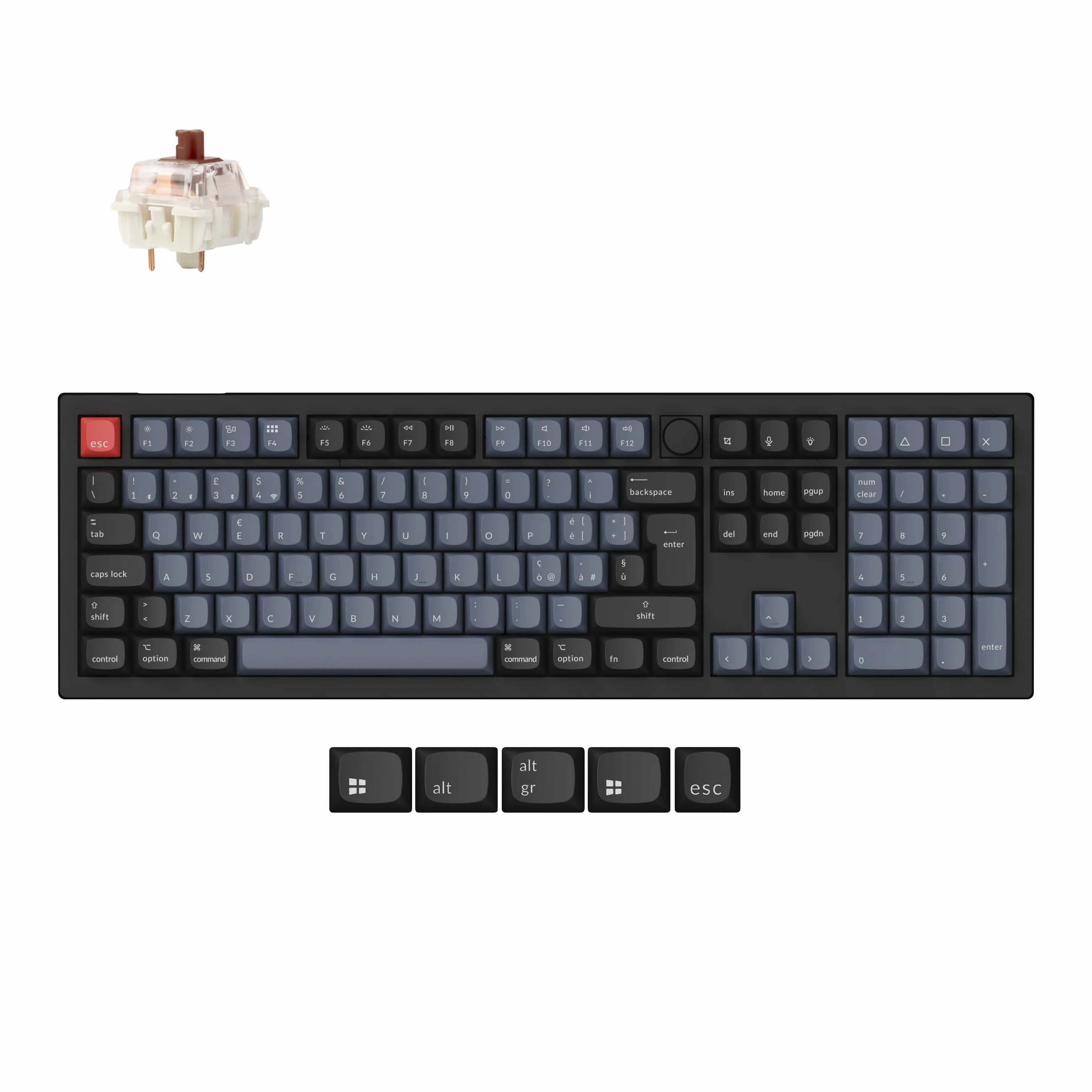 Keychron V6 Max Tastiera Meccanica Wirless Fullsize, 2,4 GHz/Bluetooth/cablata con retroilluminazione RGB a 3 modalità QMK/VIA, macro programmabile, Keycaps PBT, Switch Brown, (ISO/ITA)