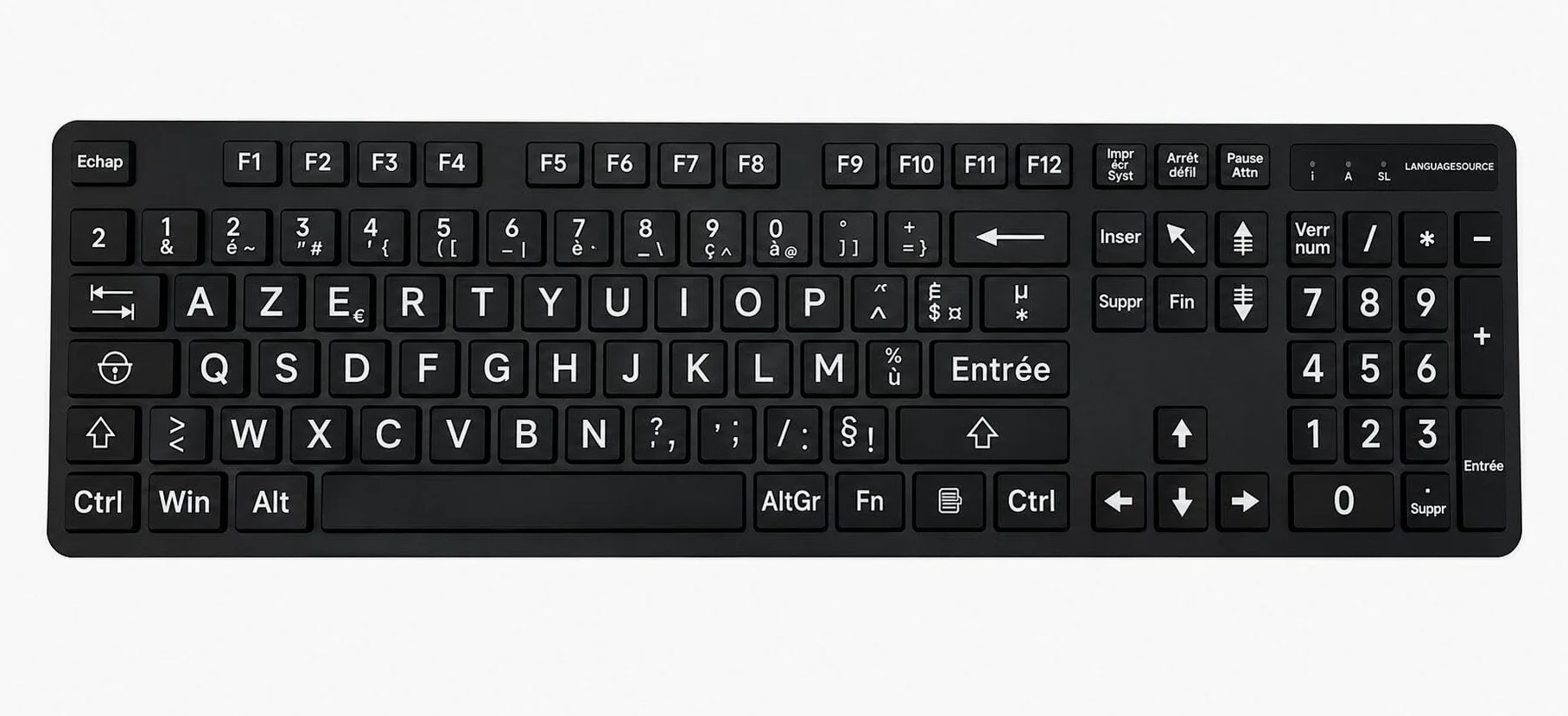 Tastiera francese con stampa grande, layout francese azerty, tastiere USB cablate per computer per ipovedenti e ipovedenti