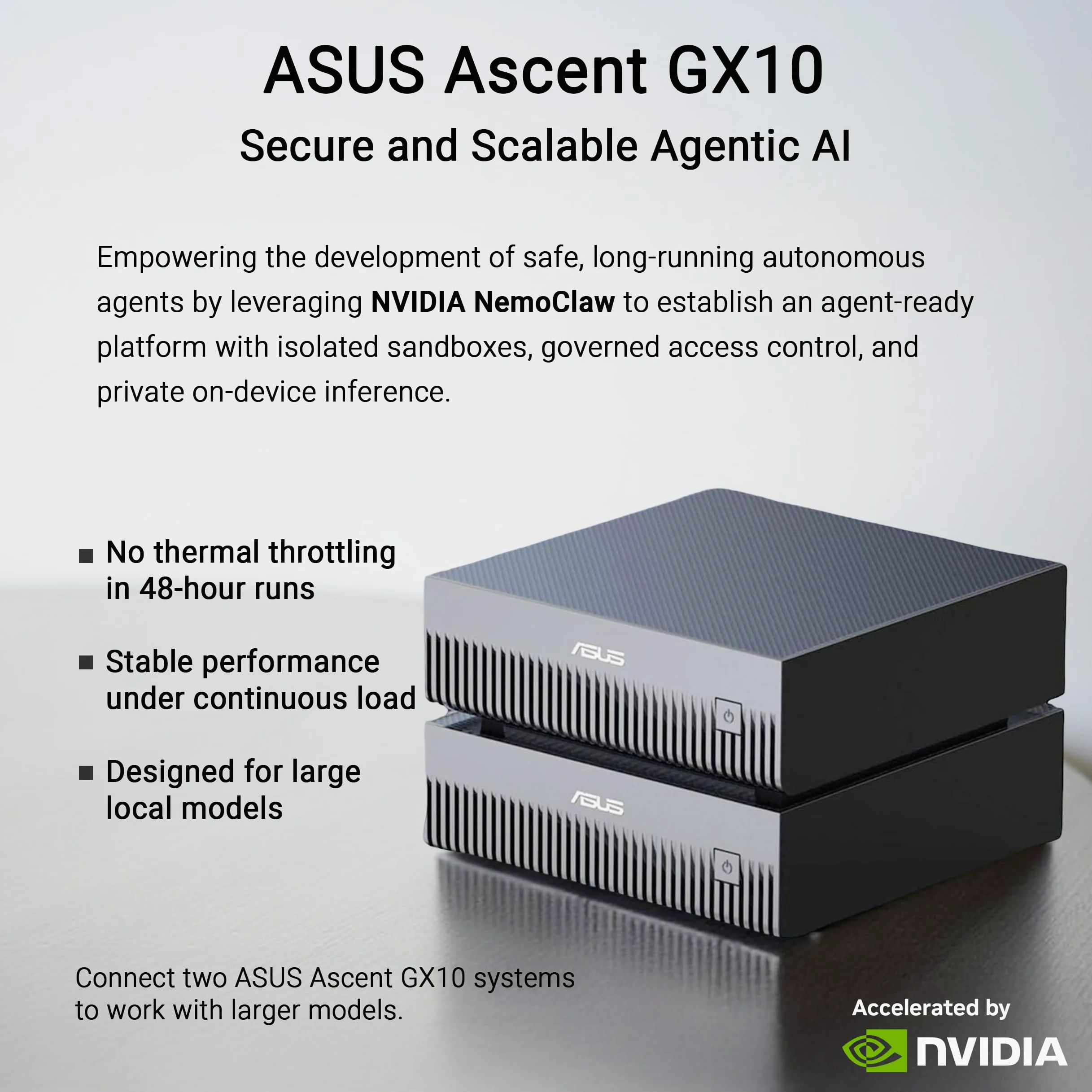 ASUS GX10, Computer AI Desktop, Superchip NVIDIA GB10 e NVIDIA DGX, 128GB LPDDR5x, 1TB di Memoria Installata, Agentic AI Sacalabile, Versione Tall, Grigio