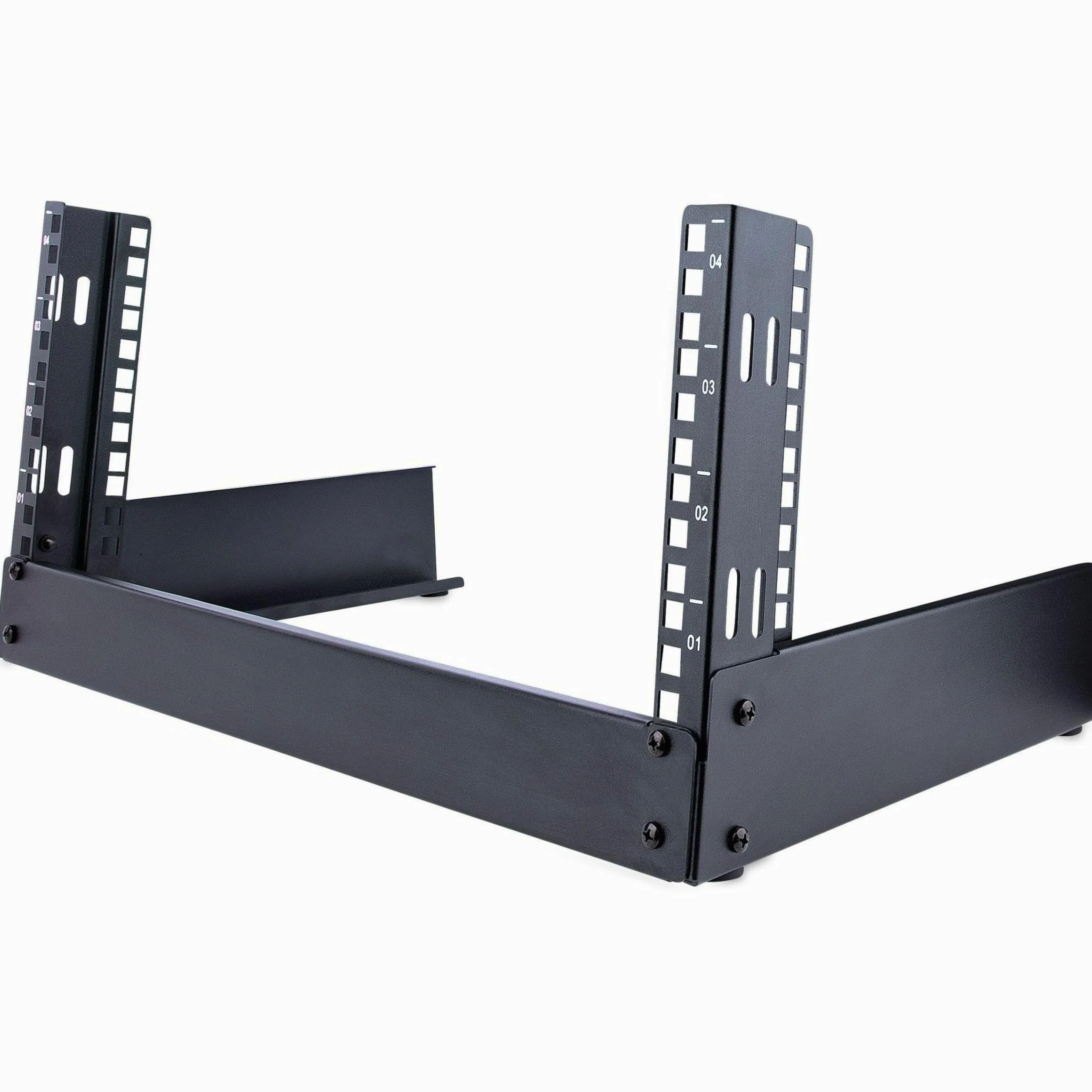 StarTech.com Rack 19" 4U Aperto da Tavolo, Rack a 2 Montanti Autoportante per Apparecchiature di Rete/Patch Panel/Dati/AV/IT/Studio/Computer fino a 30 kg, Viti e Dadi in Gabbia inclusi (RK4OD)