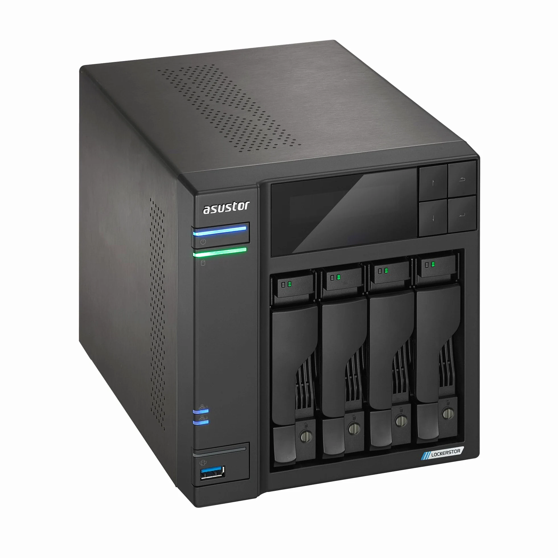 Asustor Lockerstor 4 Gen2+ AS6704T v2, 4 Bay NAS, Quad-Core 2.0GHz CPU, 2 5GbE Ports, 4GB RAM DDR4, 4 M.2 SSD Slots, Network Attached Storage (Senza dischi)