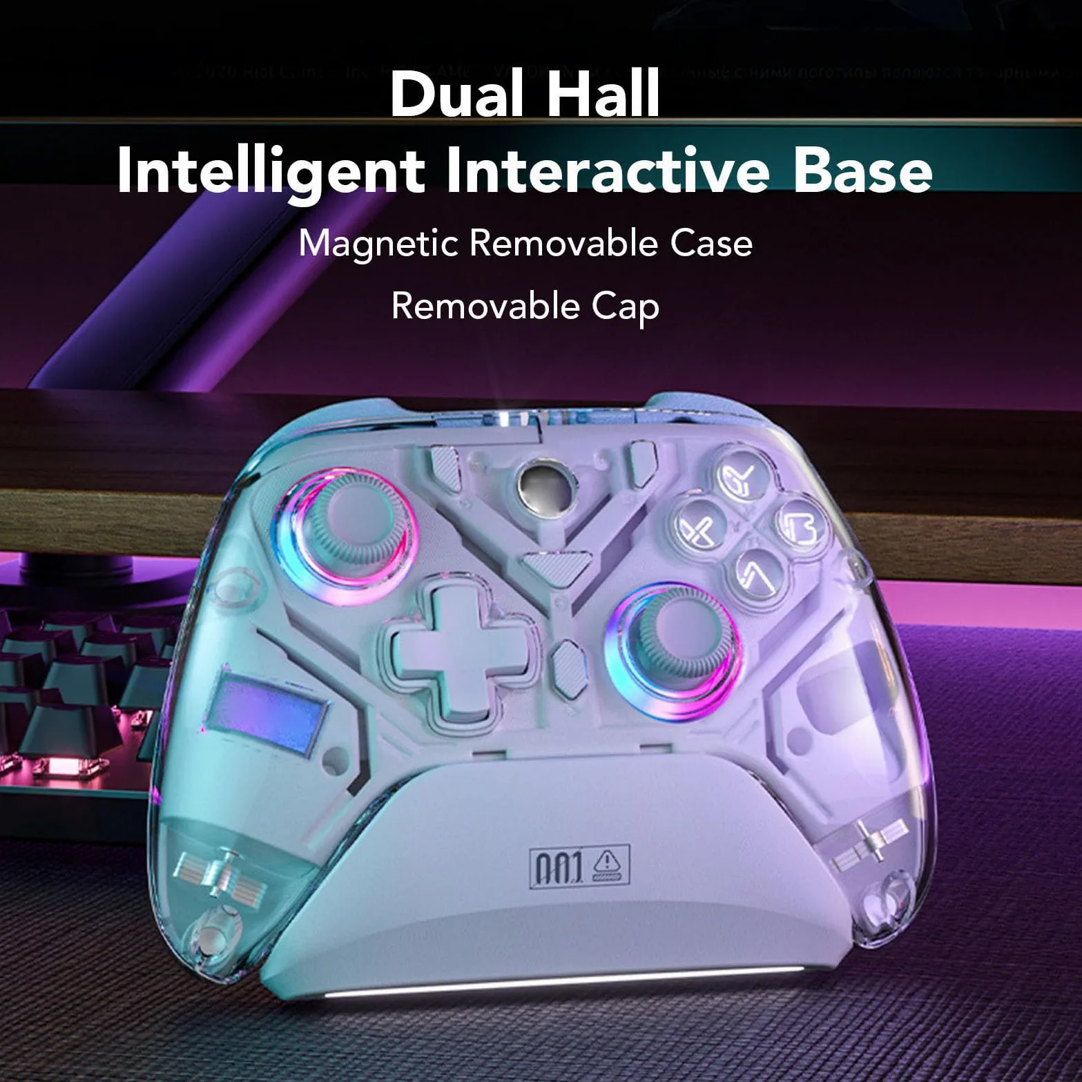 Bewinner Controller di Gioco Wireless da 2,4 G, Grilletto e Joystick Effect Hall, Luci RGB e Turbo, Controller dei Videogiochi per PC per per Android (WHITE)