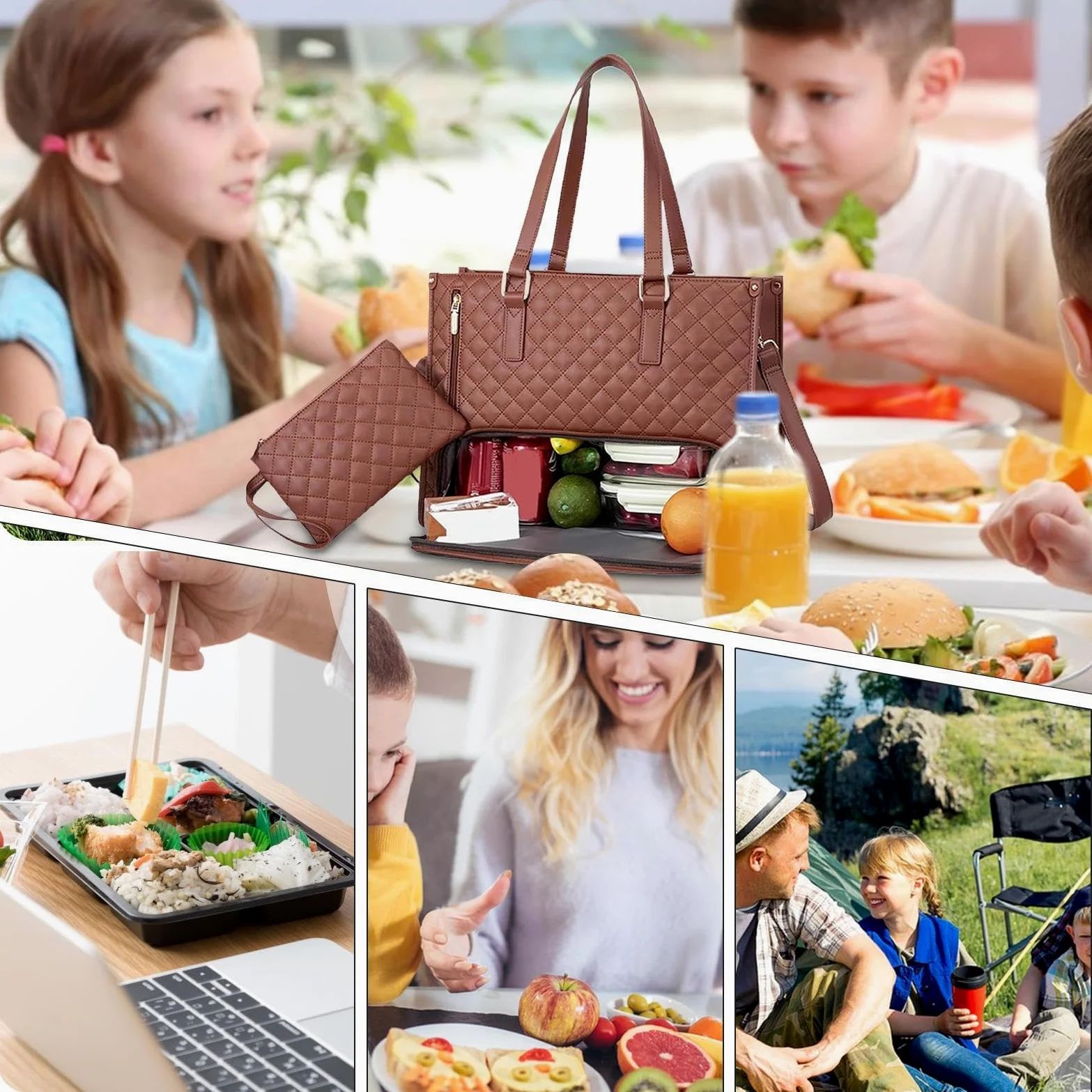Borsa Tote con Scompartimento Pranzo Zaino Termico Per Laptop | Tote Per Pranzo Da 39,6 Centimetri per Computer Portatile Acqua Cibo Donne Studente Ufficio Infermiere Professioniste