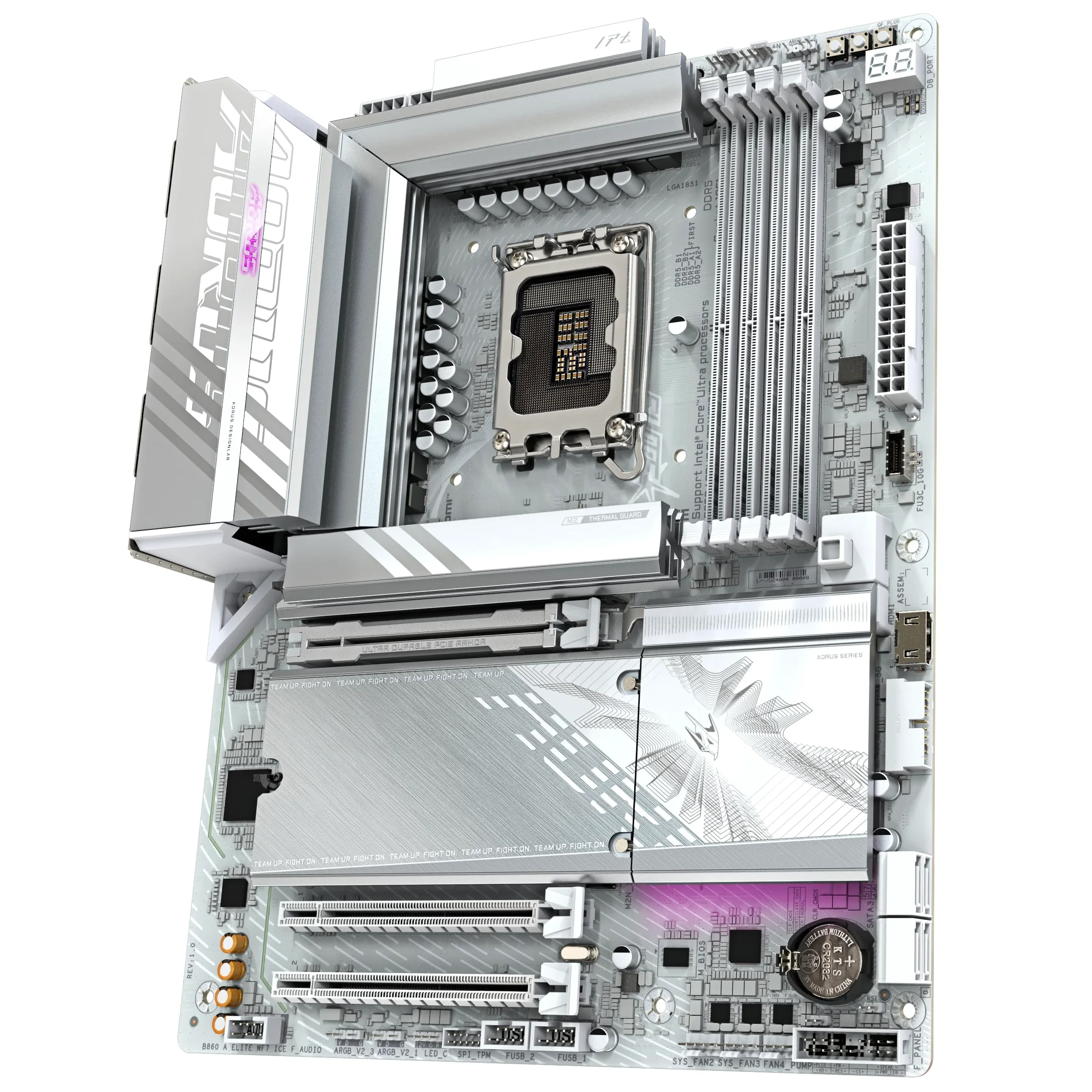 GIGABYTE B860 AORUS ELITE WIFI7 ICE Scheda madre - CPU Intel Core Ultra, VRM a 14+1+2+1 fasi, fino a 9200MHz DDR5, 1xPCIe 5.0 + 2xPCIe 4.0 M.2, LAN 2,5 GbE, WIFI 7, USB 4